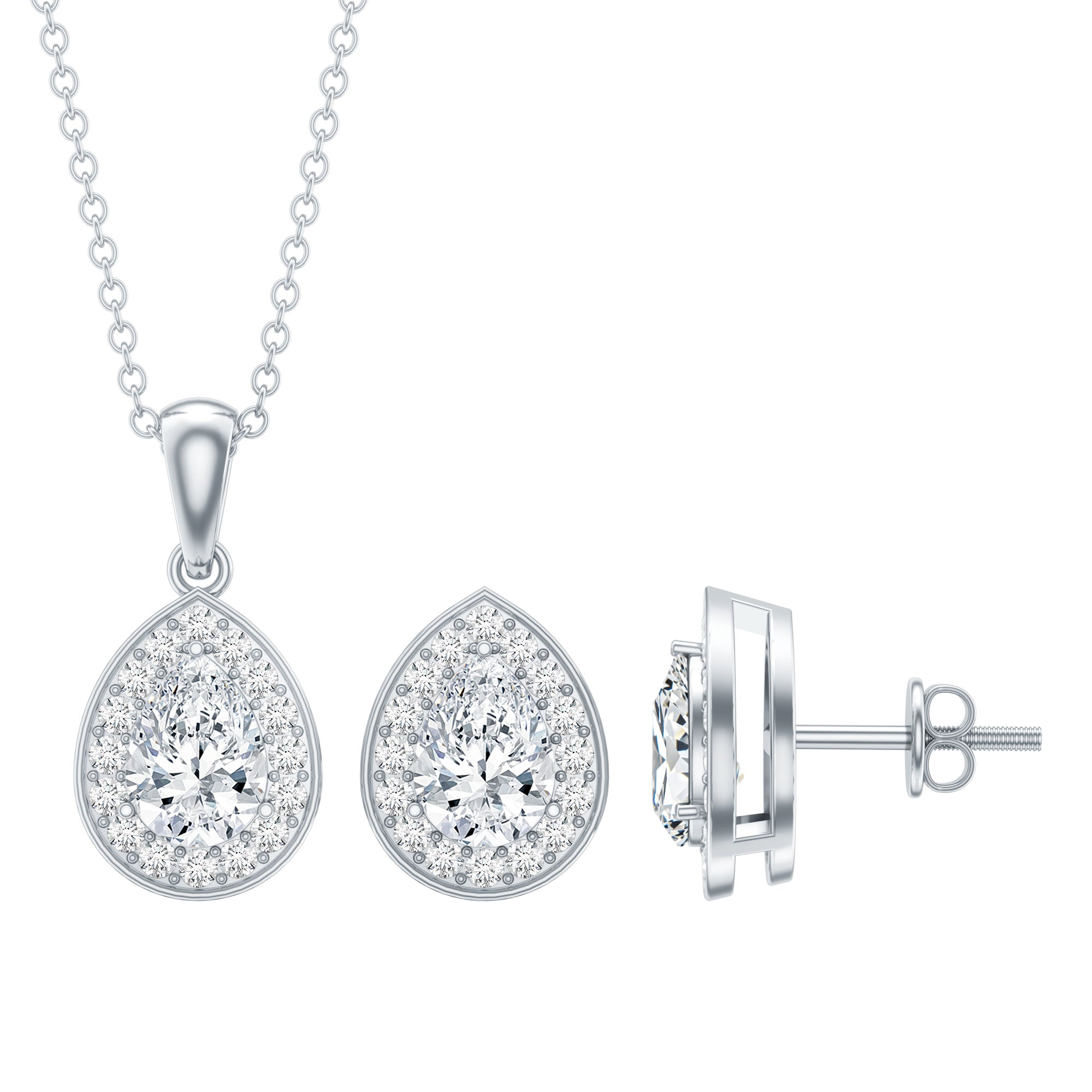 Certified Moissanite Teardrop Jewelry Set D-VS1 - Rosec Jewels