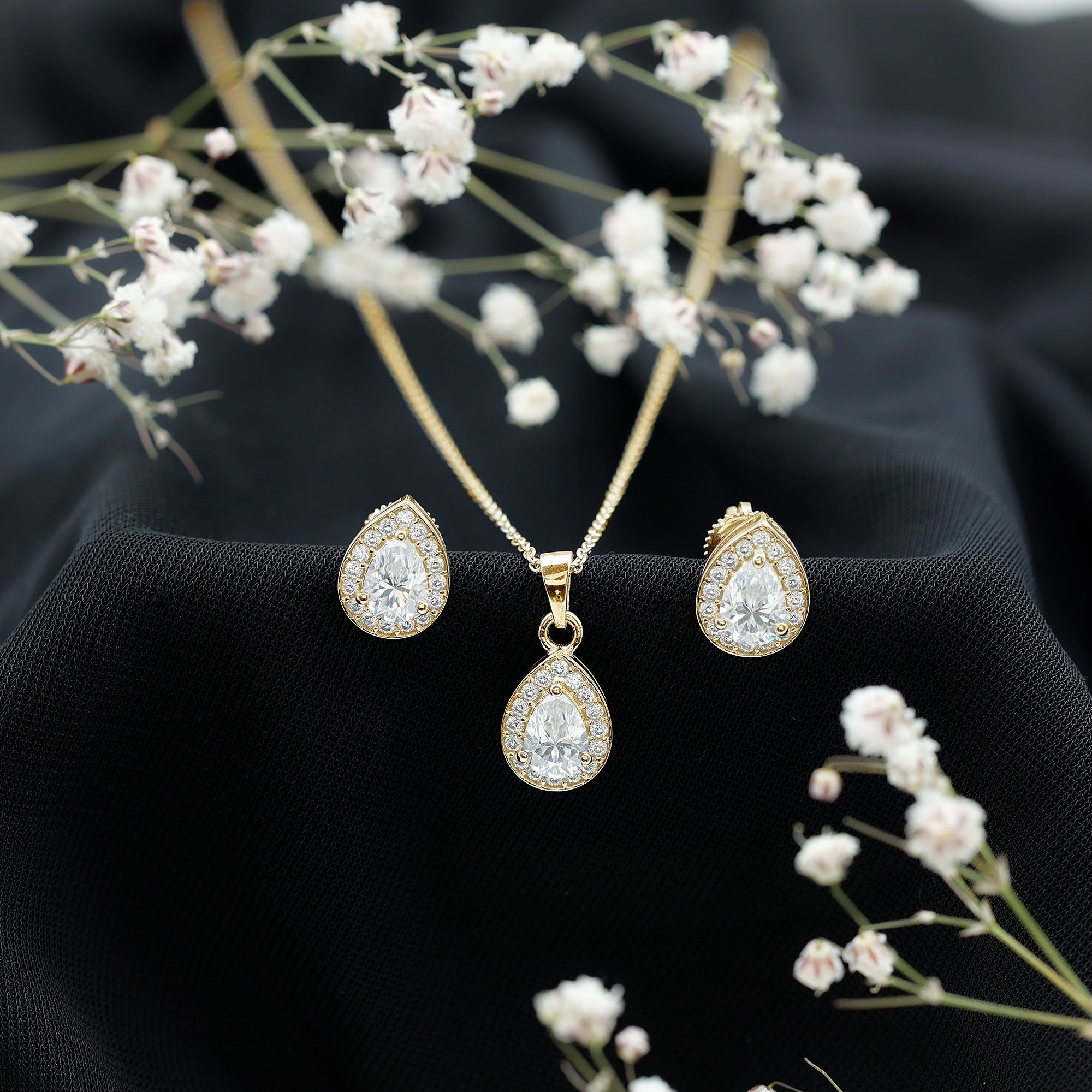 Certified Moissanite Teardrop Jewelry Set D-VS1 - Rosec Jewels