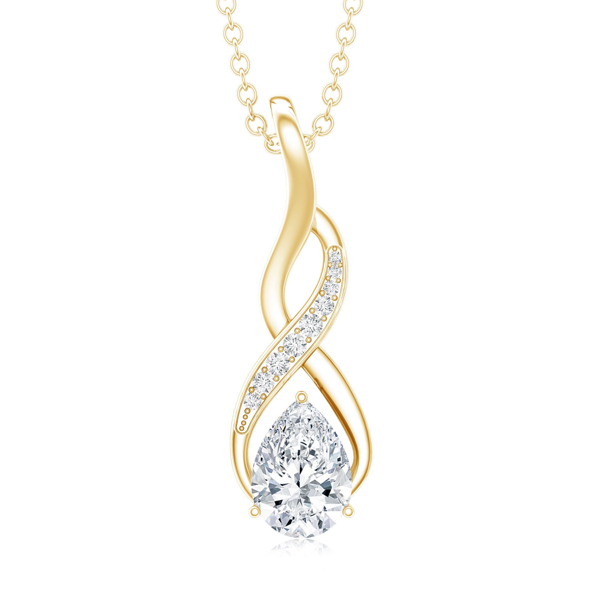 Certified Pear Shape Moissanite Infinity Pendant for Women D-VS1 - Rosec Jewels