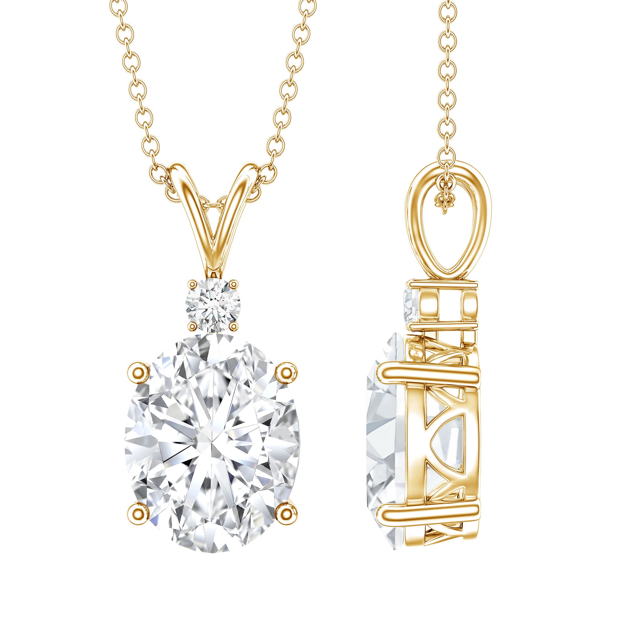 Simulated Diamond Simple Pendant Necklace AAAAA - Rosec Jewels