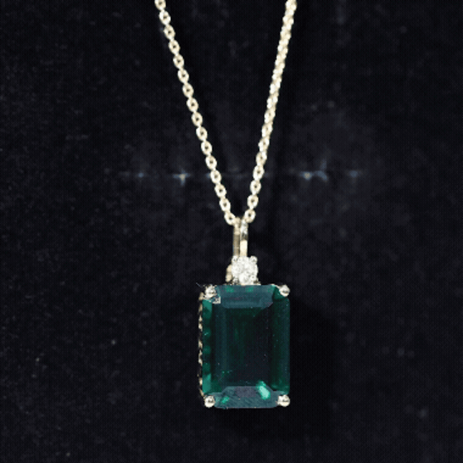 Certified 8.2 Carat Lab Grown Emerald Cocktail Necklace with Diamond AAAA - Rosec Jewels