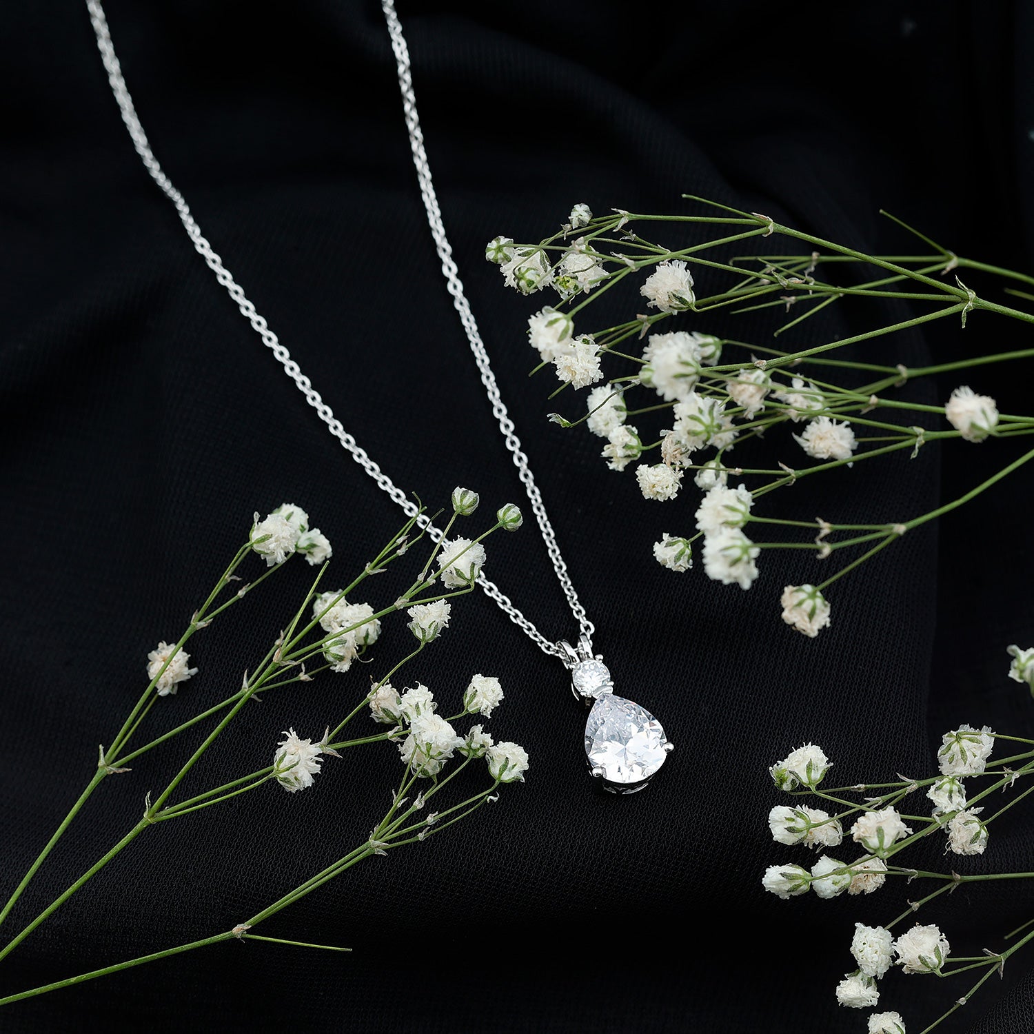 Pear and Round Shaped Zirconia Drop Pendant AAAAA - Rosec Jewels