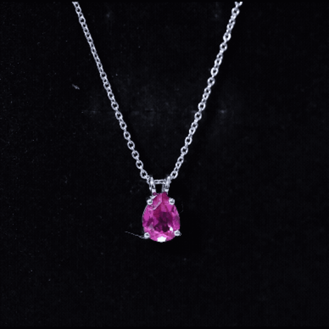 Certified 1.8 Carat Lab Grown Pink Sapphire Teardrop Necklace AAAA 92.5 Sterling Silver - Rosec Jewels
