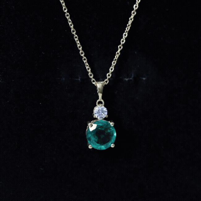 Certified 2.75 Carat Lab Created Emerald Solitaire Necklace with Silver Chain AAAA 14K Yellow Gold Plated Silver - Rosec Jewels
