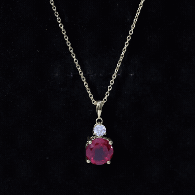 Certified 2.5 Carat Lab Grown Ruby Pendant Necklace with Moissanite AAAA 14K Yellow Gold Plated Silver - Rosec Jewels
