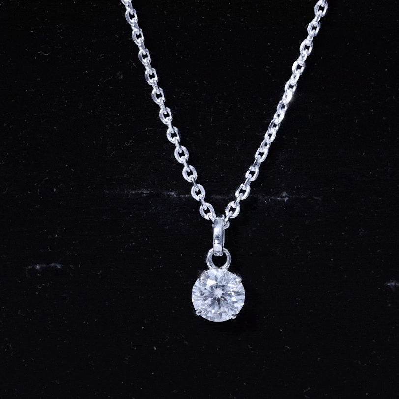 Lab Grown 1 Carat Single Diamond Necklace For Women Lab - ( EF-VS ) - Rosec Jewels
