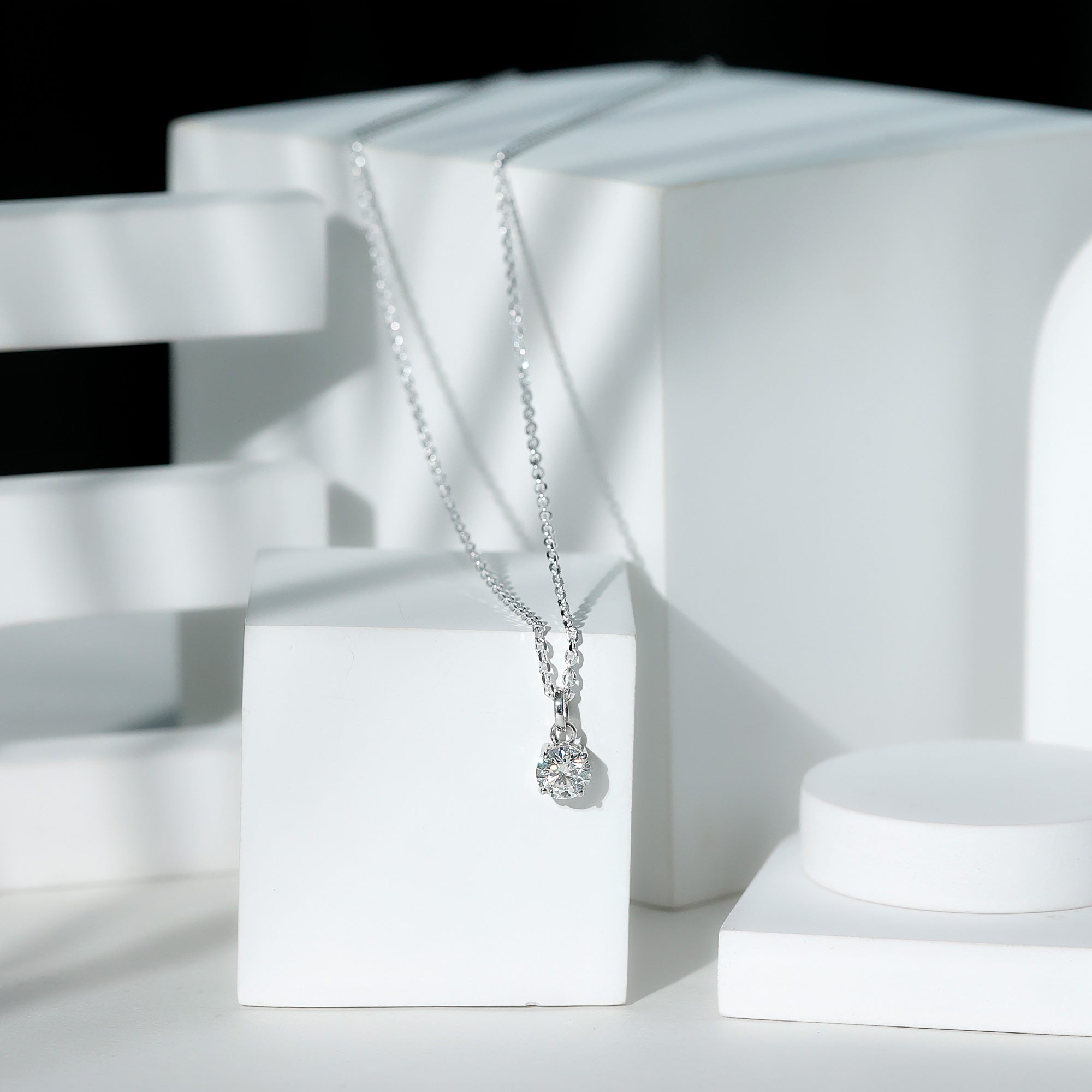 Lab Grown 1 Carat Single Diamond Necklace For Women Lab - ( EF-VS ) - Rosec Jewels