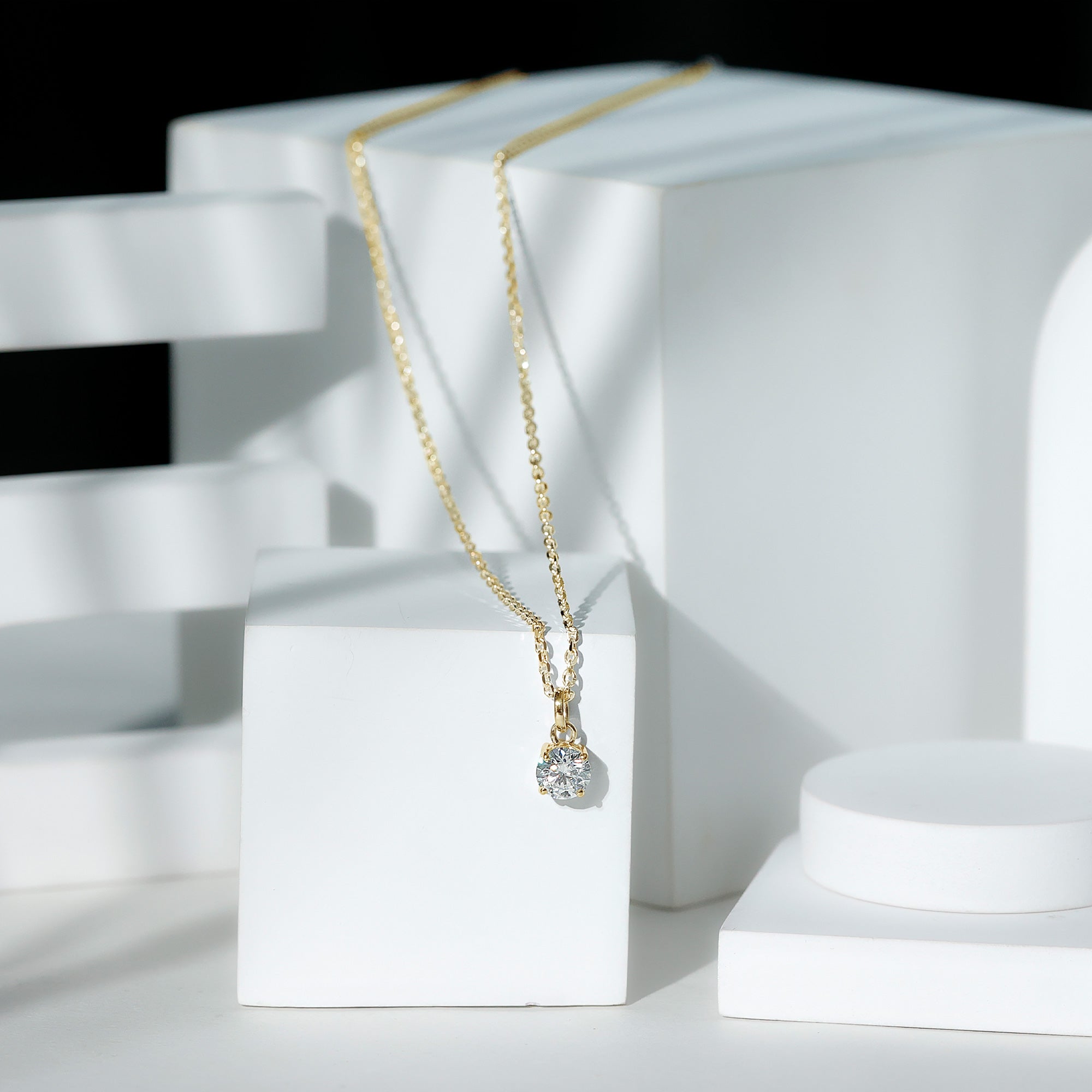Lab Grown 1 Carat Single Diamond Necklace For Women Lab - ( EF-VS ) - Rosec Jewels