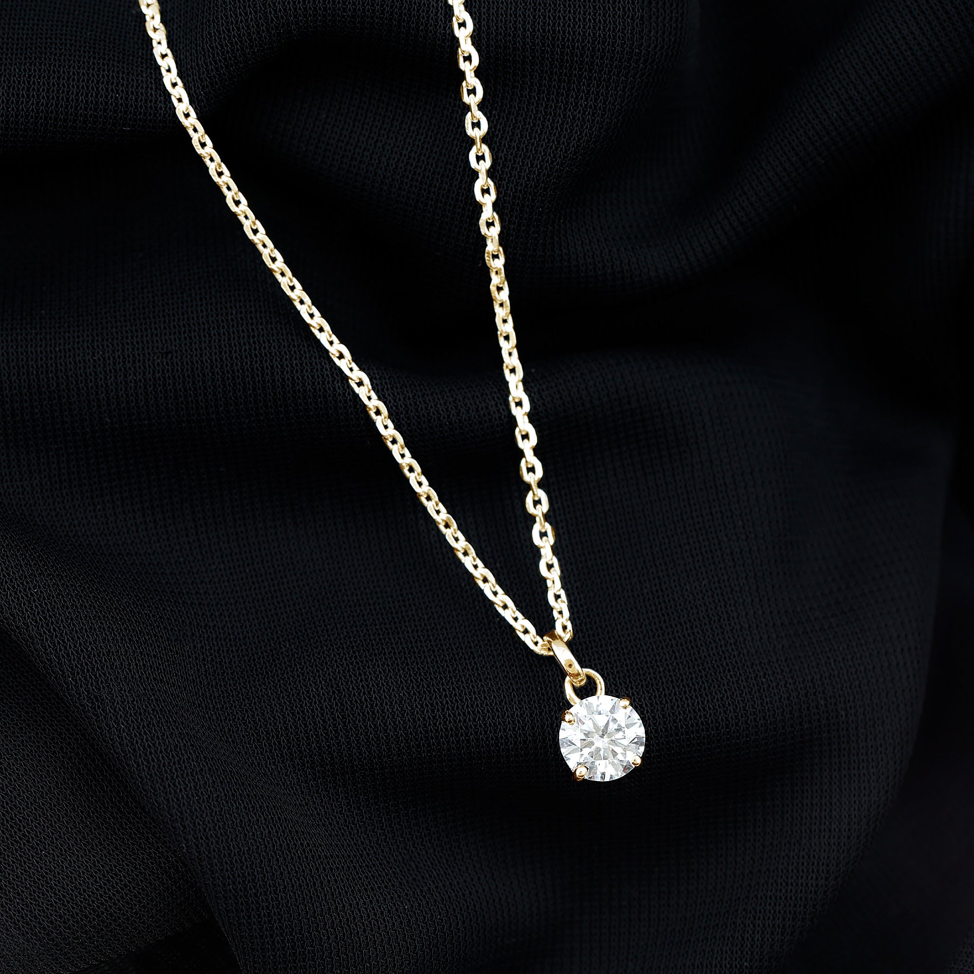 Lab Grown 1 Carat Single Diamond Necklace For Women Lab - ( EF-VS ) - Rosec Jewels