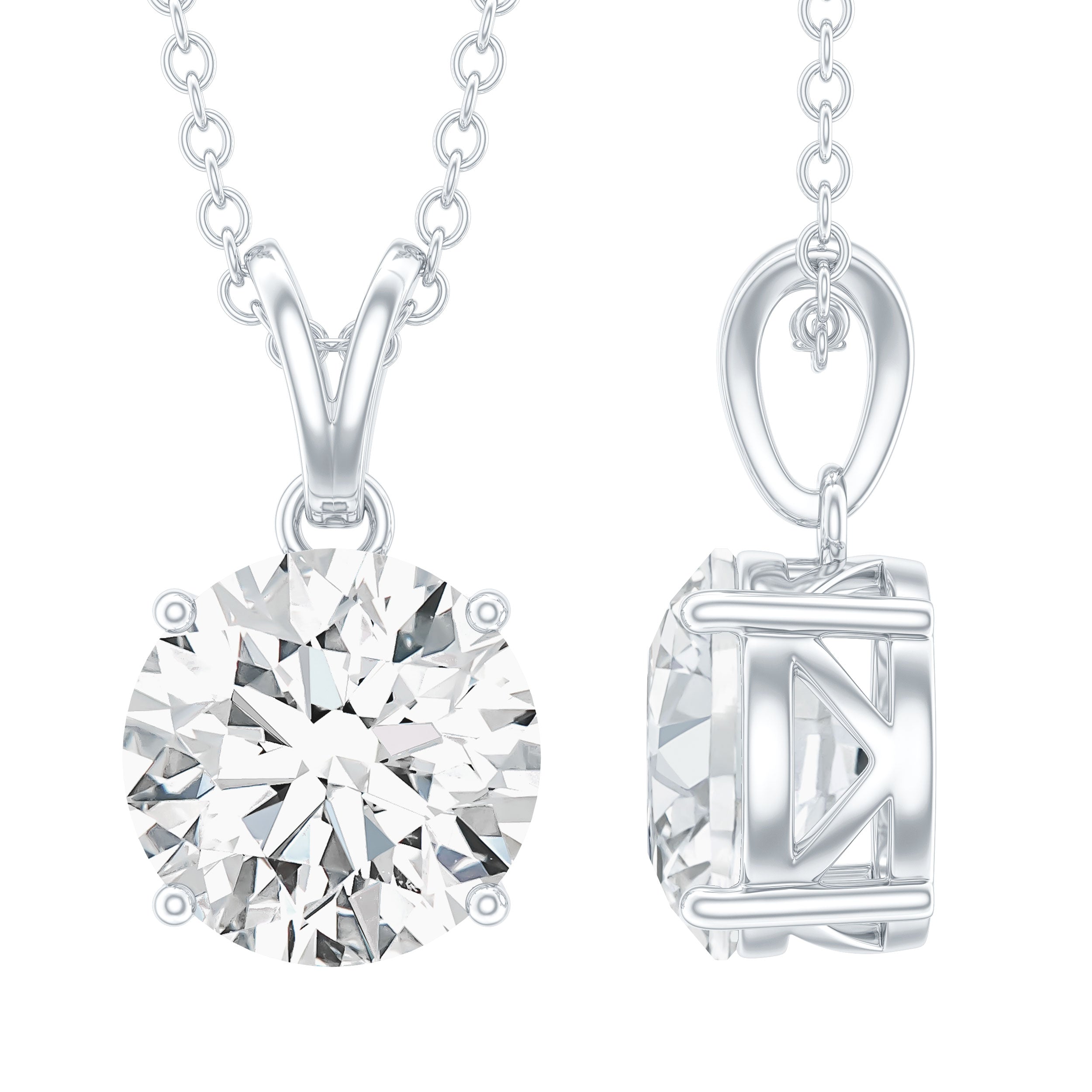 Certified Brilliant Cut Lab Grown 2 Carat Diamond Solitaire Necklace Lab - ( EF-VS ) - Rosec Jewels
