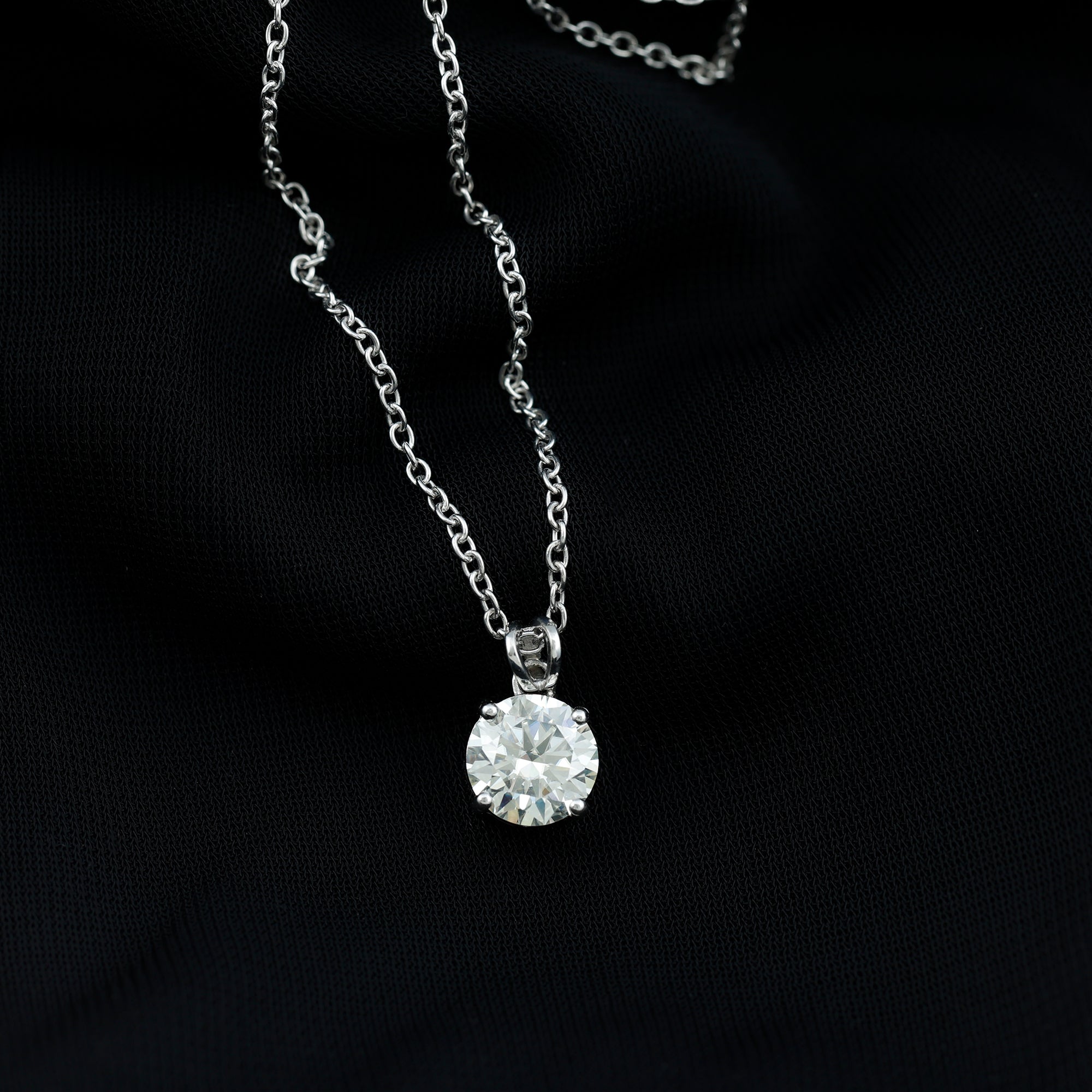 Certified Brilliant Cut Lab Grown 2 Carat Diamond Solitaire Necklace Lab - ( EF-VS ) - Rosec Jewels