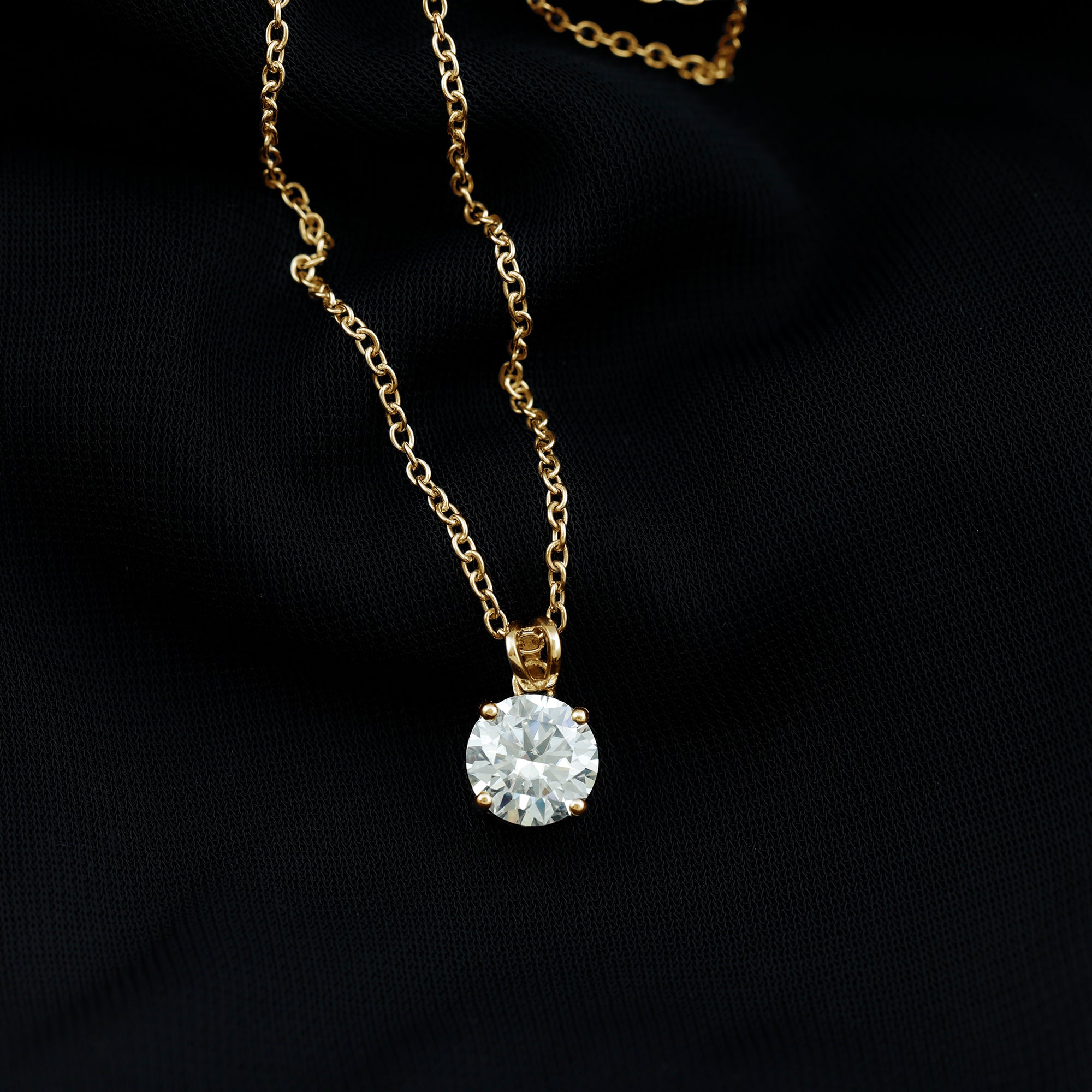 Certified Brilliant Cut Lab Grown 2 Carat Diamond Solitaire Necklace Lab - ( EF-VS ) - Rosec Jewels