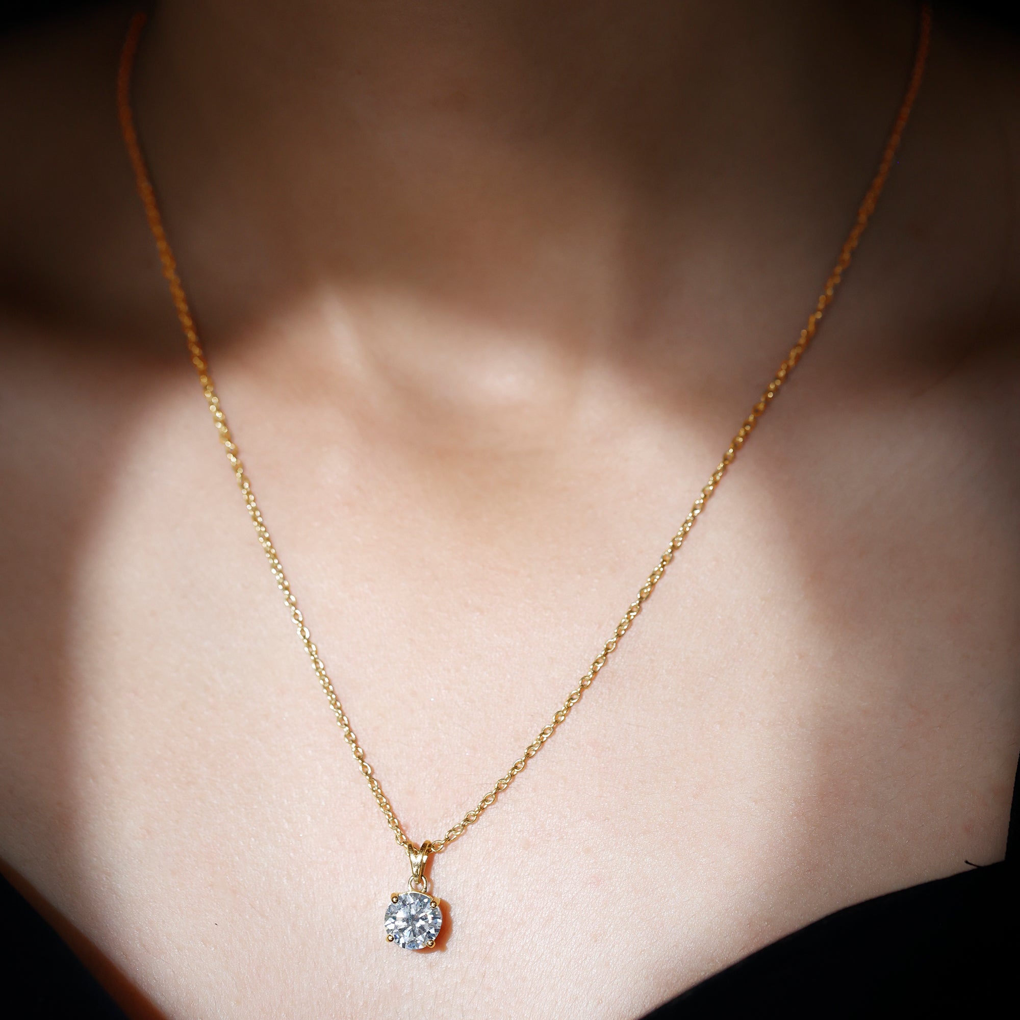 Certified Brilliant Cut Lab Grown 2 Carat Diamond Solitaire Necklace Lab - ( EF-VS ) - Rosec Jewels