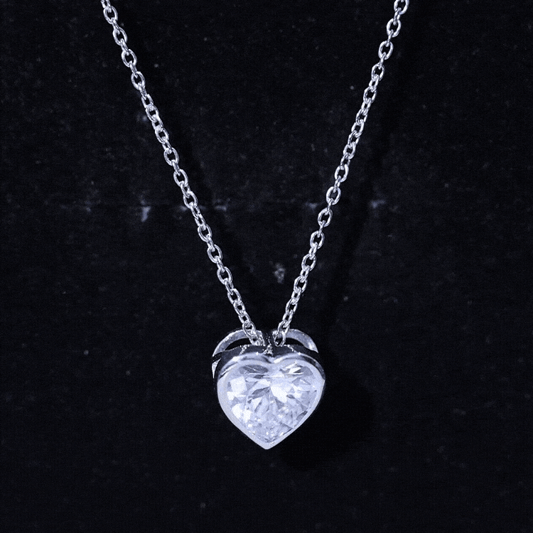 Bezel Set 8mm Lab Grown Diamond Heart Locket Necklace for Women Lab - ( EF-VS ) - Rosec Jewels