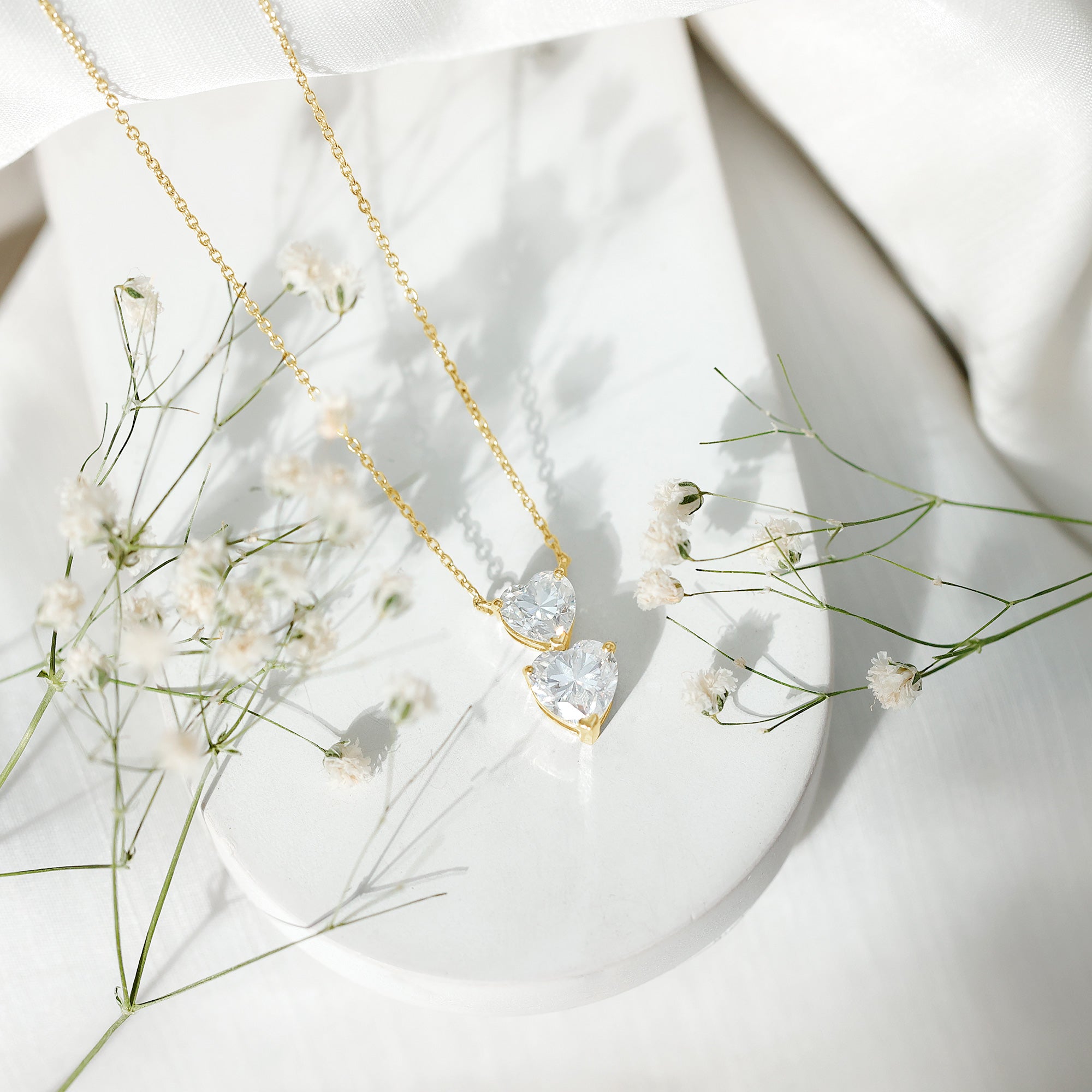 Rosec Jewels-Certified Lab Grown Diamond Double Heart Promise Necklace