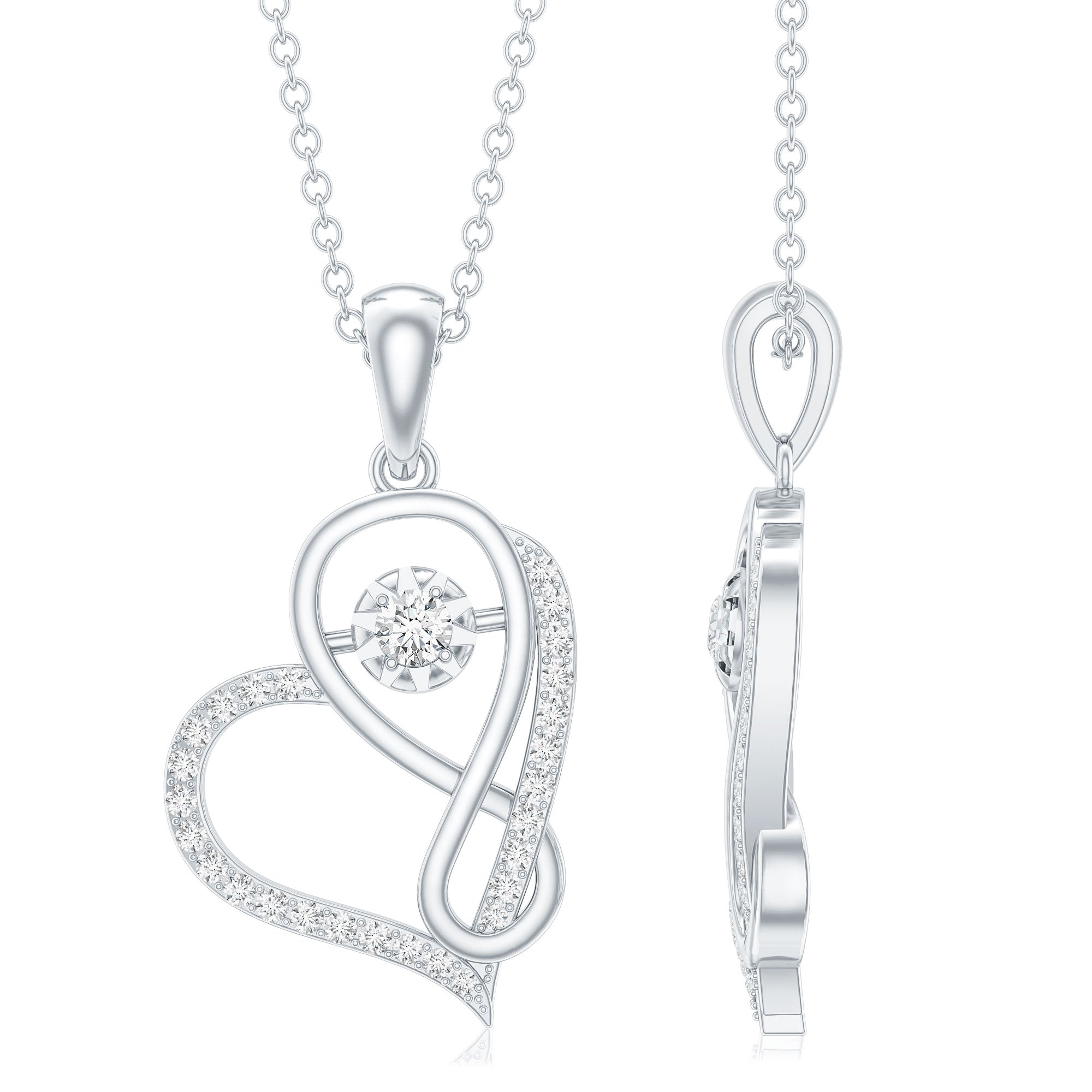 Lab Diamond Infinity Heart Necklace With Certificate Lab - ( EF-VS ) - Rosec Jewels