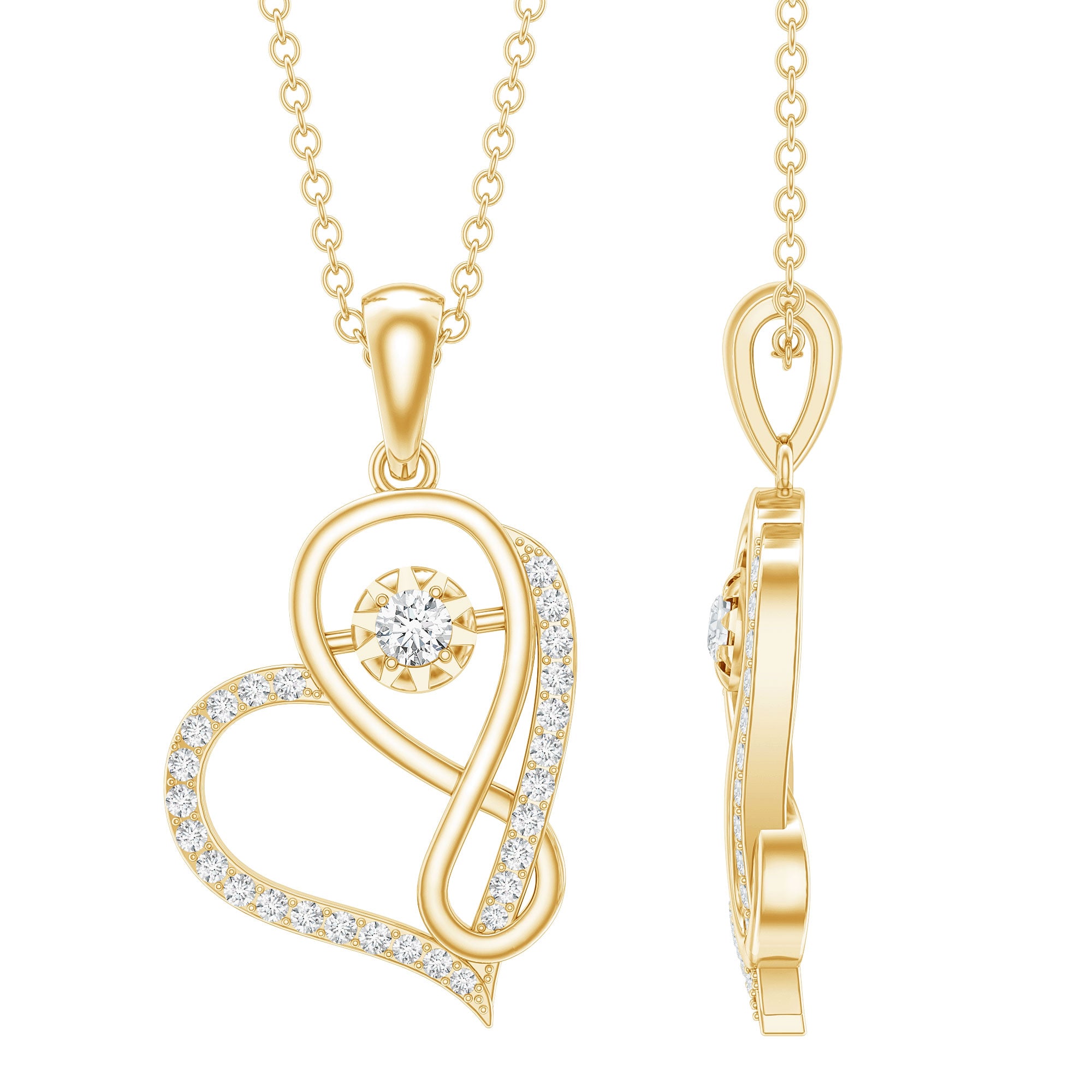 Lab Diamond Infinity Heart Necklace With Certificate Lab - ( EF-VS ) - Rosec Jewels