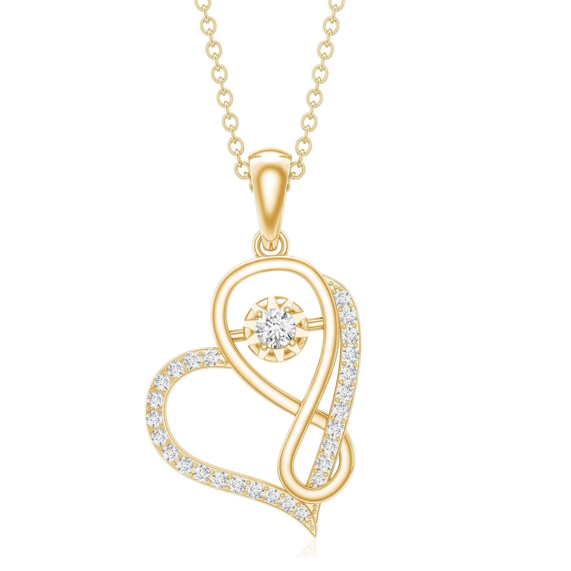 Lab Diamond Infinity Heart Necklace With Certificate Lab - ( EF-VS ) - Rosec Jewels