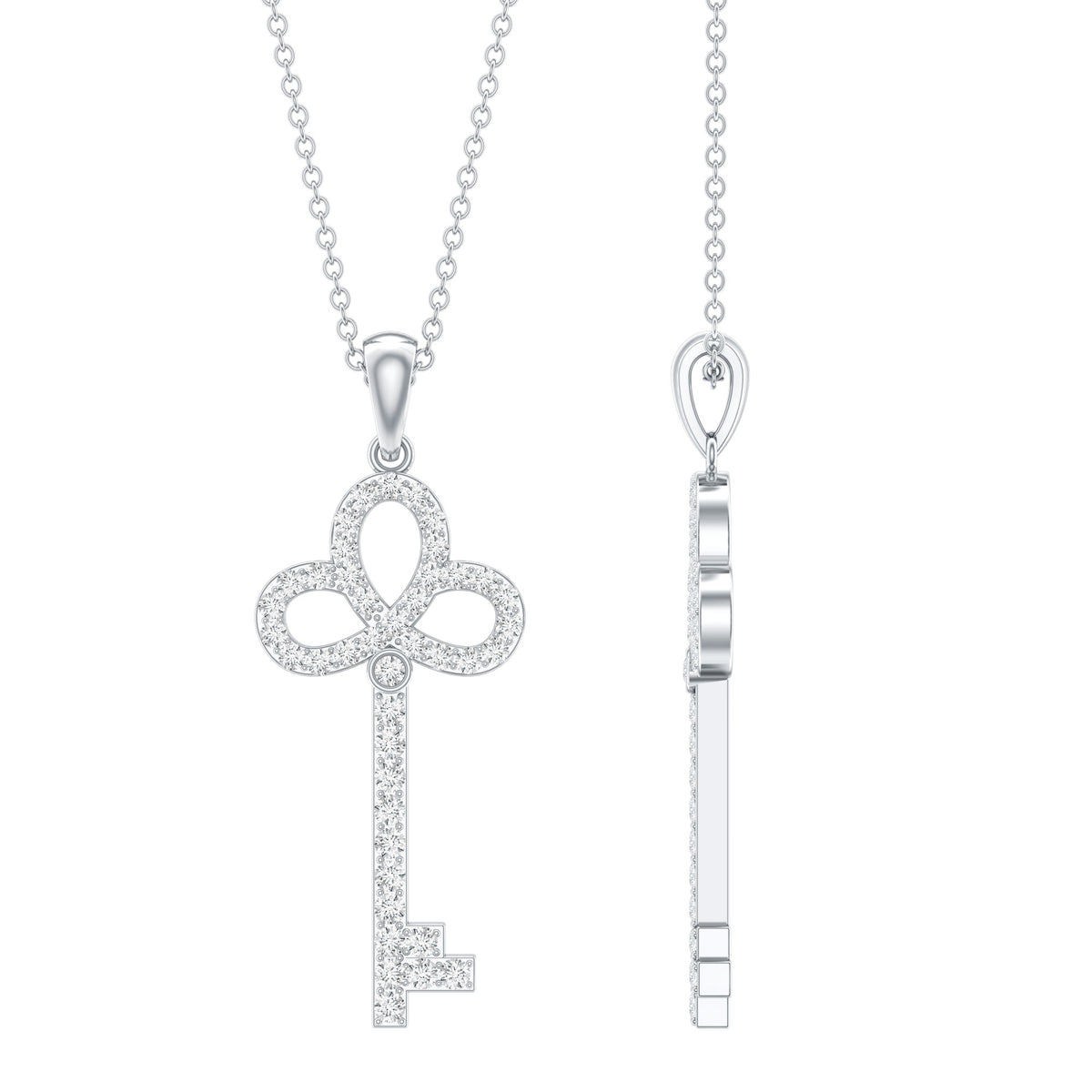 Certified Lab Created Diamond Key To My Heart Necklace Lab - ( EF-VS ) - Rosec Jewels