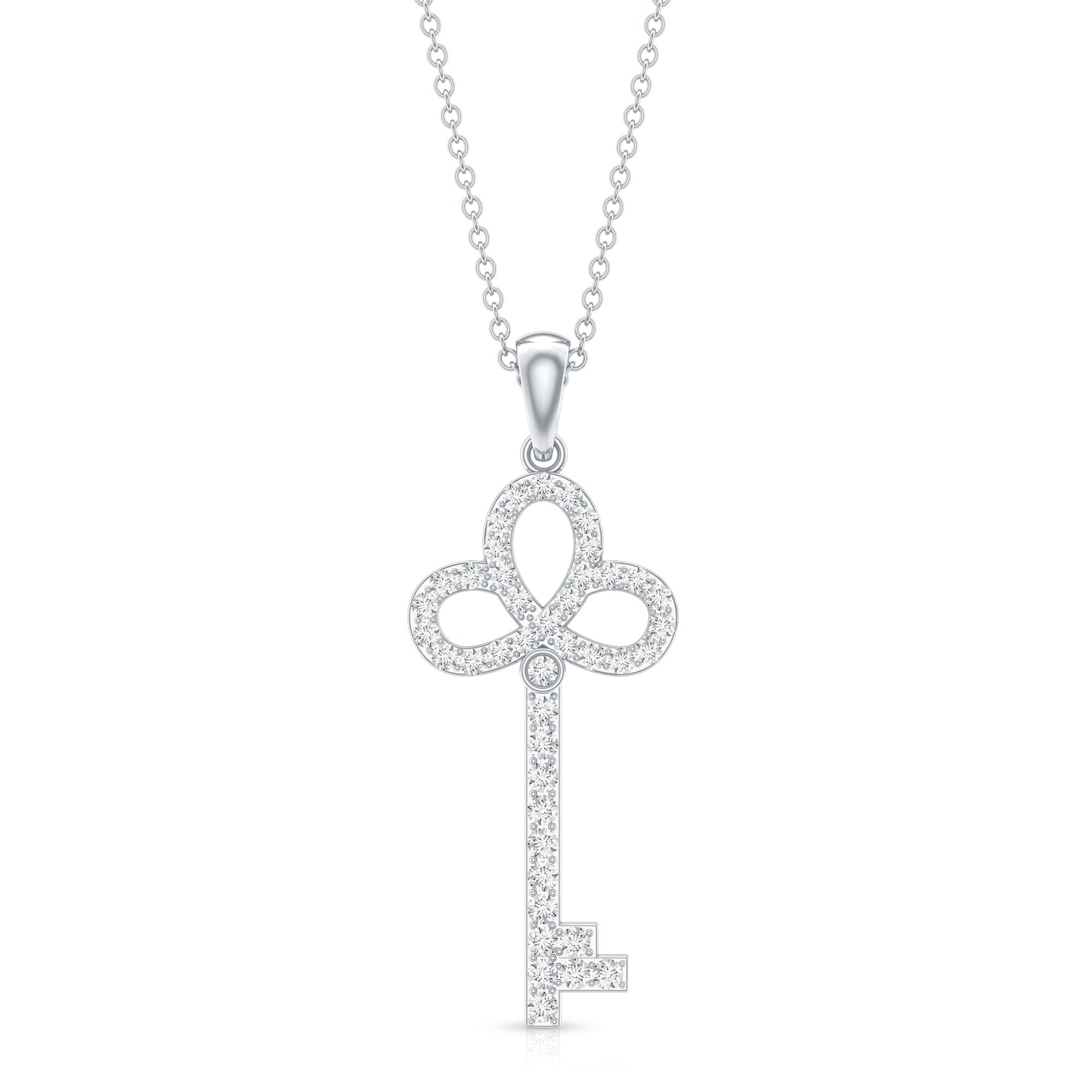 Certified Lab Created Diamond Key To My Heart Necklace Lab - ( EF-VS ) - Rosec Jewels