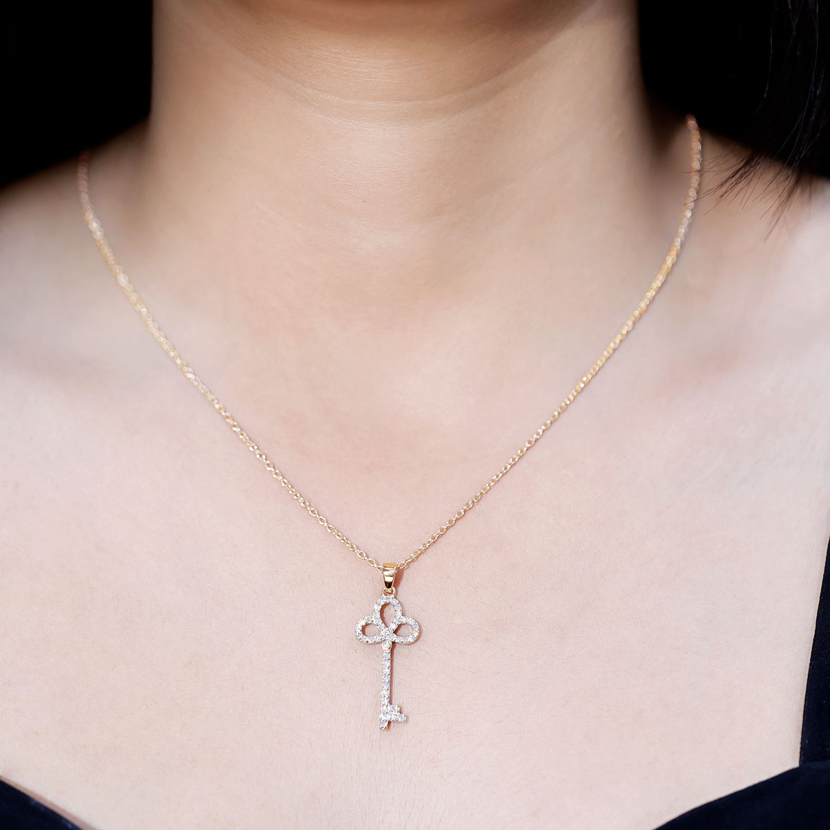 Certified Lab Created Diamond Key To My Heart Necklace Lab - ( EF-VS ) - Rosec Jewels