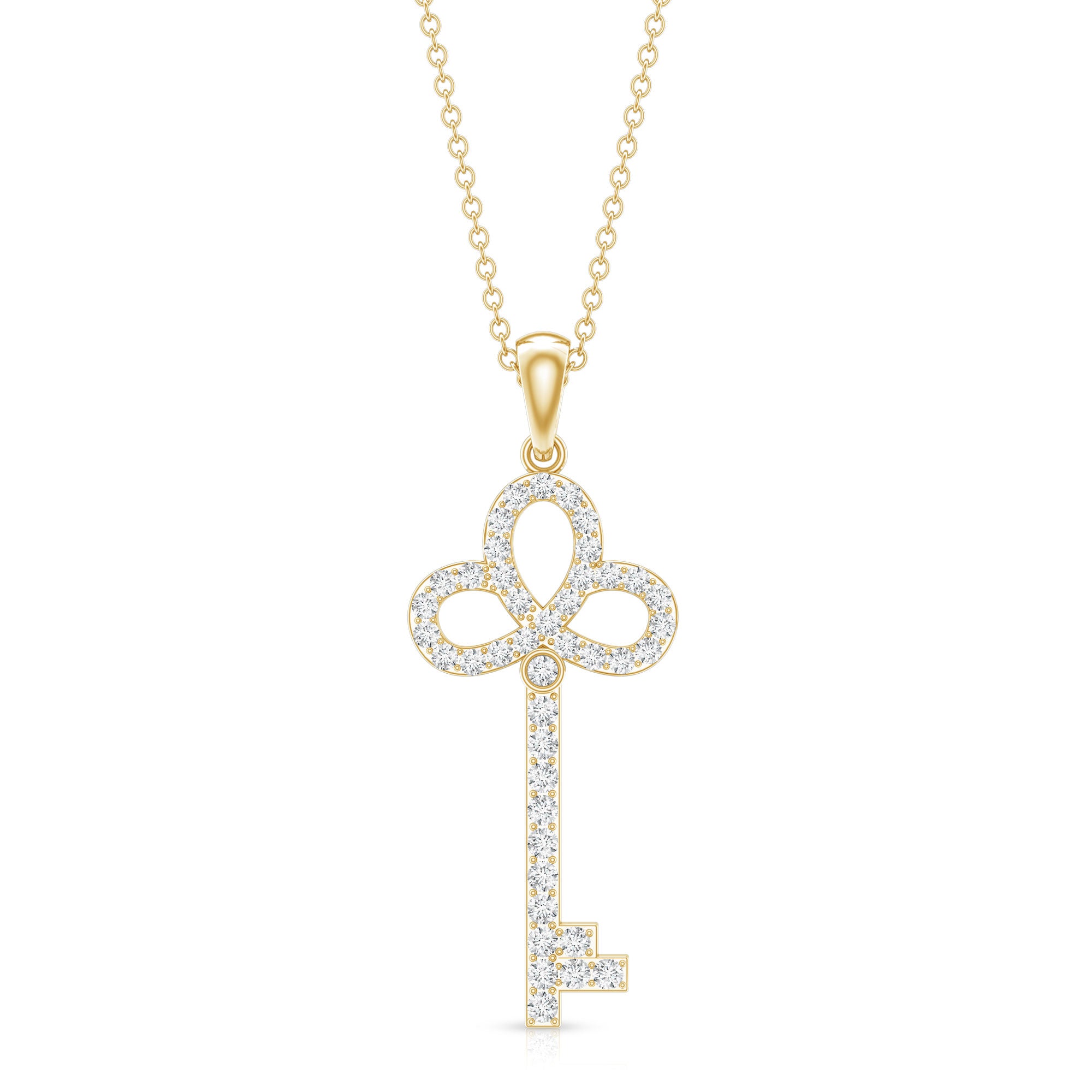 Certified Lab Created Diamond Key To My Heart Necklace Lab - ( EF-VS ) - Rosec Jewels
