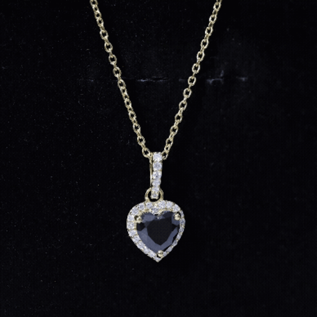 1.8 Carat Lab Created Black and White Diamond Heart Locket with Chain AAAA ( Synthetic ) 14K Yellow Gold Plated Silver - Rosec Jewels