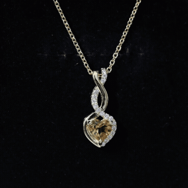 Certified 1 Carat Citrine Diamond Infinity Heart Necklace with Silver Chain AAA 14K Yellow Gold Plated Silver - Rosec Jewels