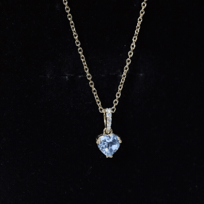 1 Carat Sky Blue Topaz Heart Pendant Necklace with Diamond AAA 14K Yellow Gold Plated Silver - Rosec Jewels