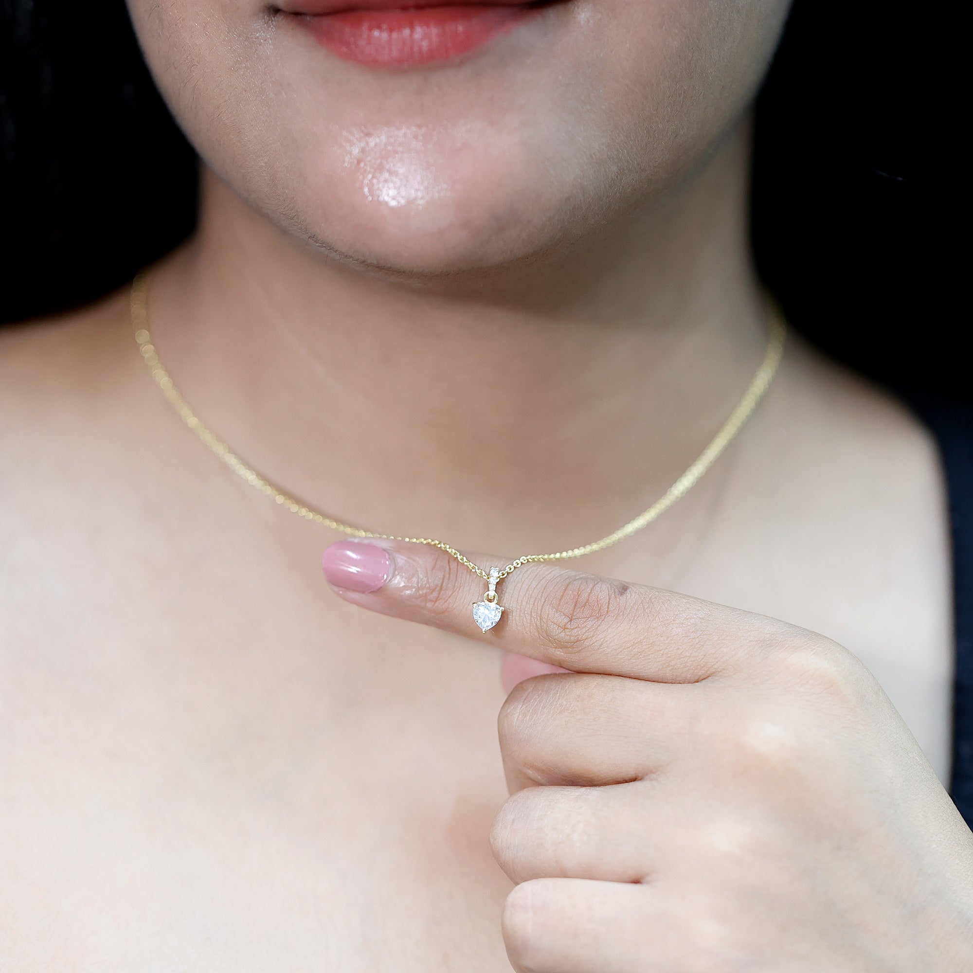Yellow Gold Plated Silver 0.5 Carat Moissanite Heart Pendant with Chain D-VS1 14K Yellow Gold Plated Silver - Rosec Jewels