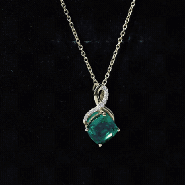 2 Carat Cushion Cut Lab Grown Emerald Infinity Necklace for Women AAAA 14K Yellow Gold Plated Silver - Rosec Jewels