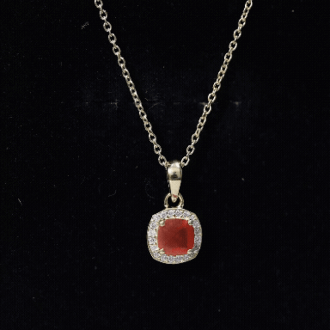 Natural 0.9 Carat Citrine and Diamond Halo Necklace with Silver Chain AAA 14K Yellow Gold Plated Silver - Rosec Jewels