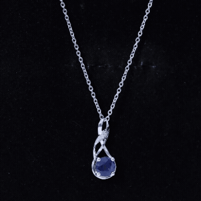 Natural 1 Carat Blue Sapphire Infinity Necklace with Silver Chain AAA 92.5 Sterling Silver - Rosec Jewels