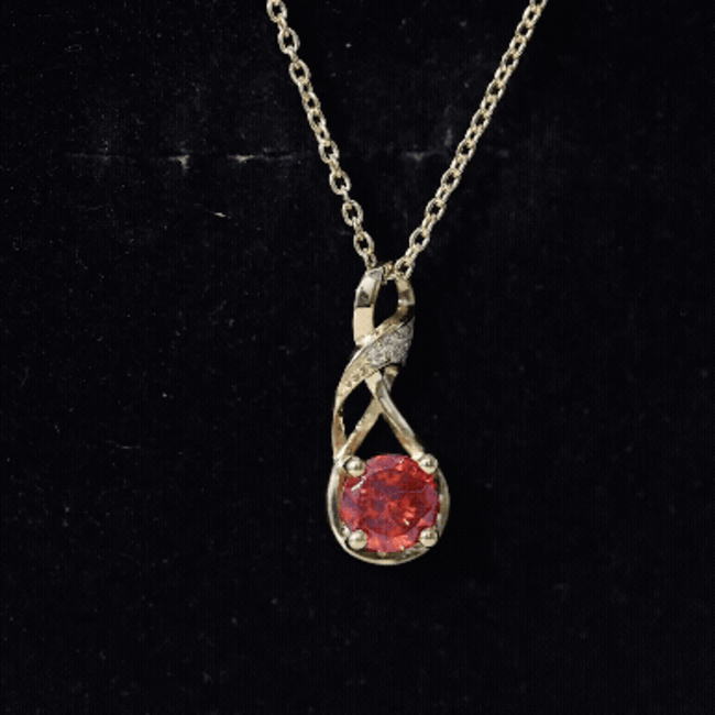 1 Carat Lab Grown Orange Sapphire Infinity Pendant Necklace with Diamond AAAA 14K Yellow Gold Plated Silver - Rosec Jewels