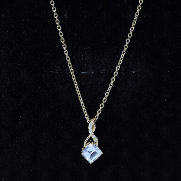 0.5 CT Cushion Cut Sky Blue Topaz Infinity Necklace with Silver Chain AAA 14K Yellow Gold Plated Silver - Rosec Jewels