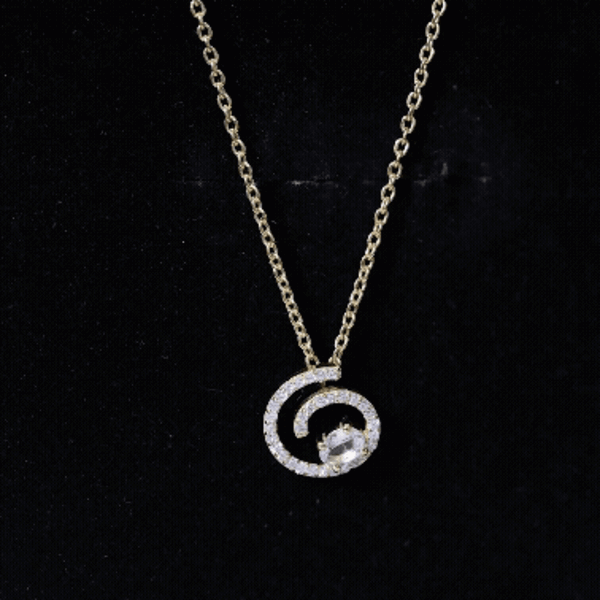 Yellow Gold Plated Silver Morganite Swirl Necklace with Lab Diamond AAA 14K Yellow Gold Plated Silver - Rosec Jewels