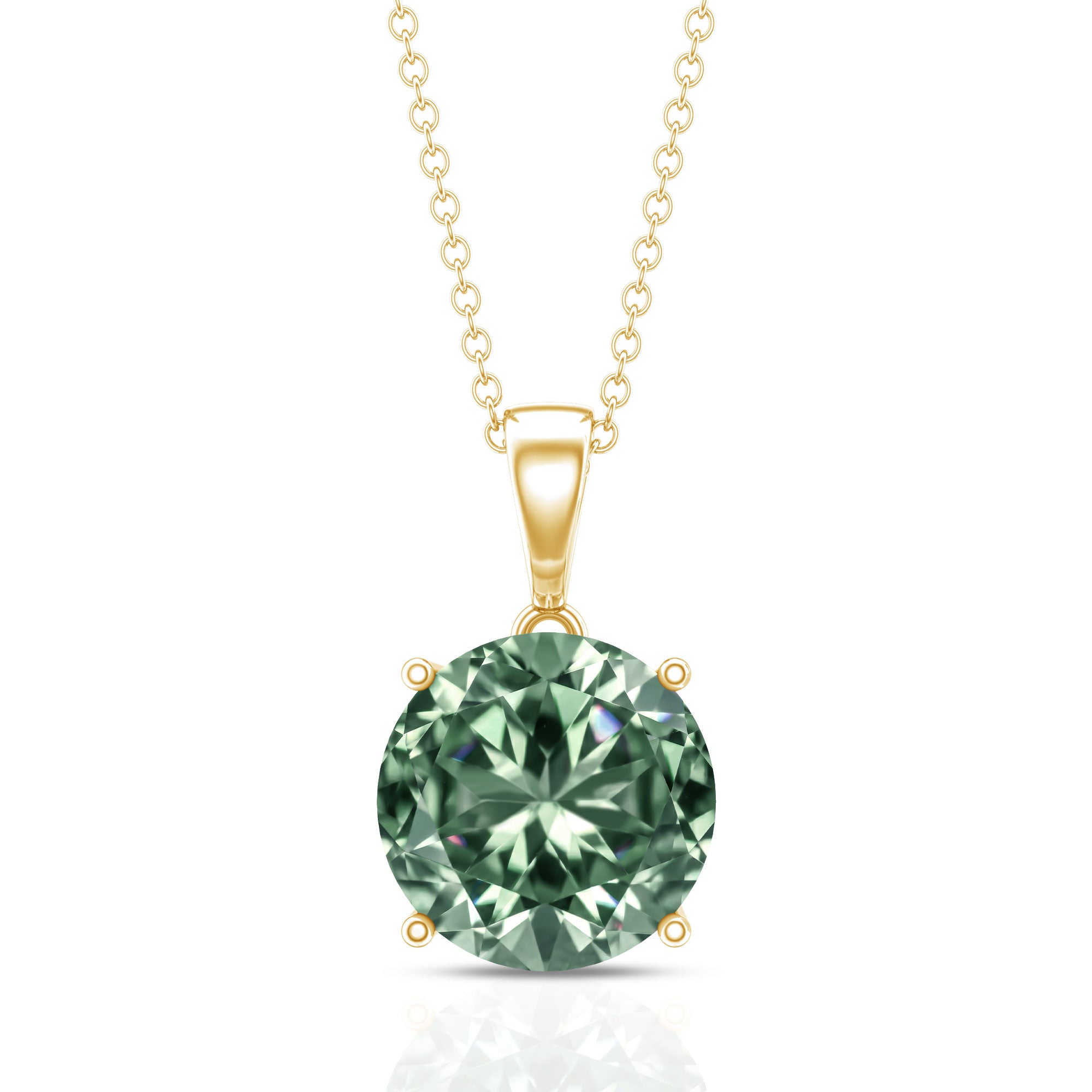 IGI Certified Round Lab Grown Green Diamond Solitaire Necklace 5 Carat Vivid Green - VS1 - Rosec Jewels