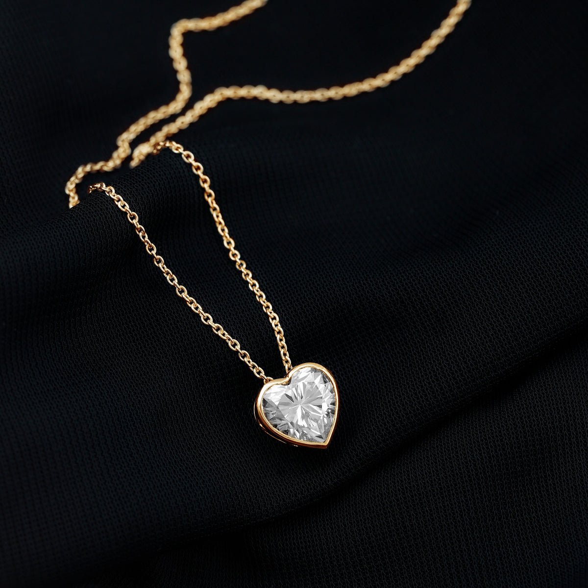 Rosec Jewels-Bezel Set 2 Carat Lab Grown Diamond Heart Necklace with IGI Certificate
