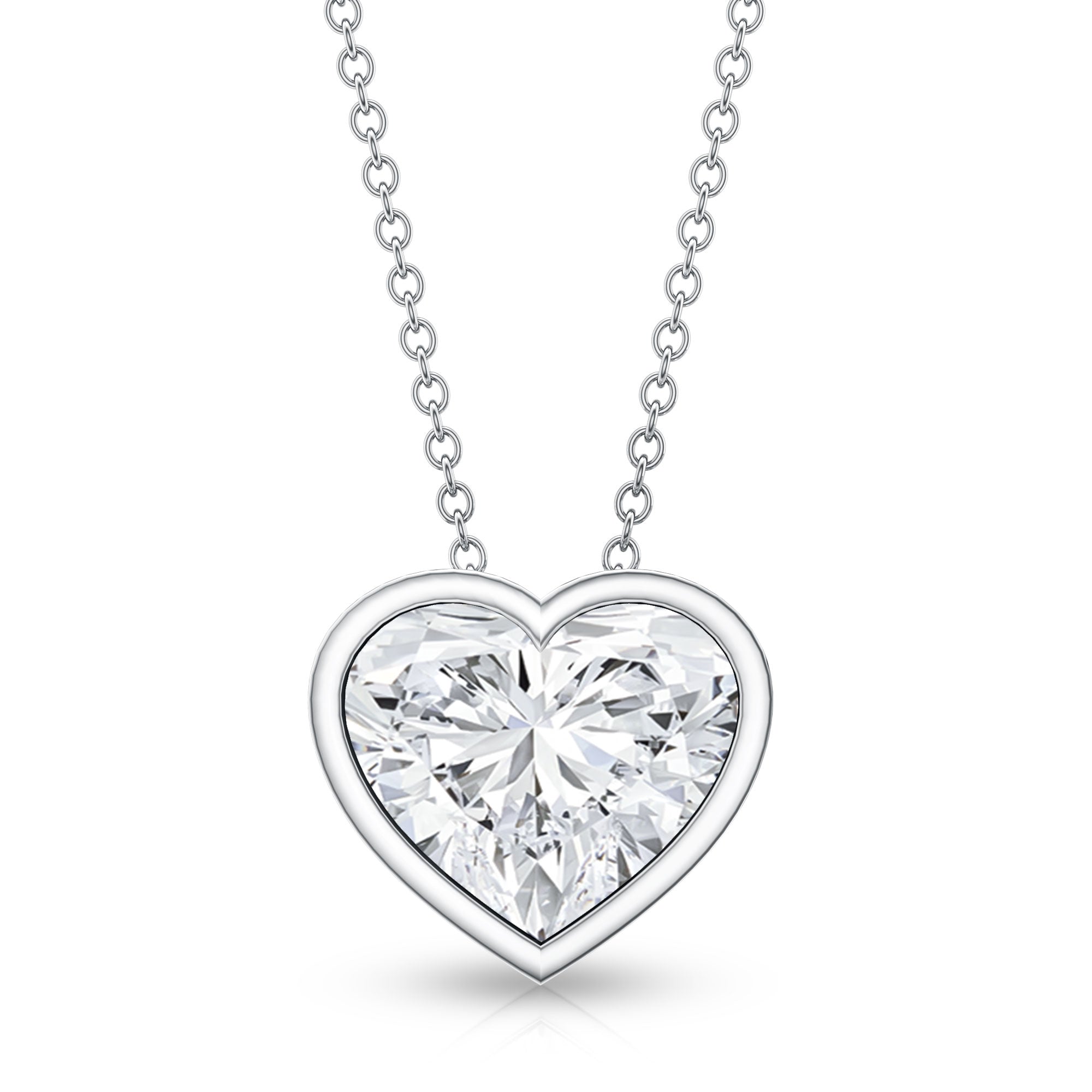 IGI Certified Lab Grown Solitaire Diamond Heart Necklace 4 Carat Lab - ( E-VS1 ) - Rosec Jewels