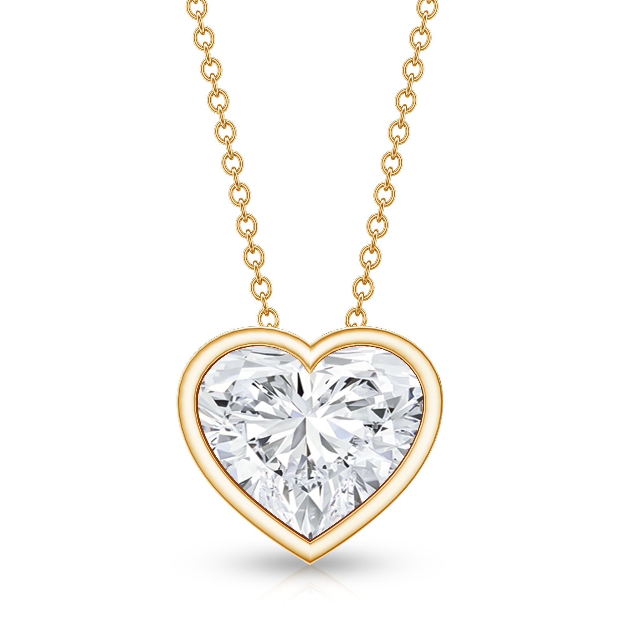 IGI Certified Lab Grown Solitaire Diamond Heart Necklace 4 Carat Lab - ( E-VS1 ) - Rosec Jewels