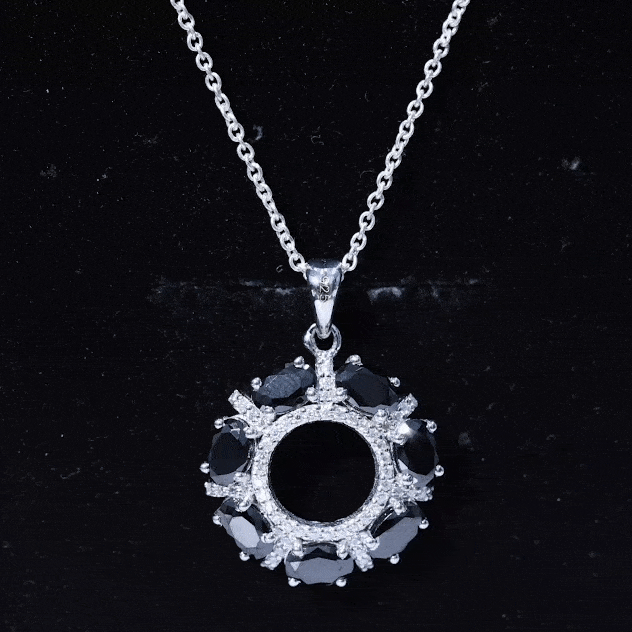 3 CT Oval Cut Black Spinel Eternity Necklace with Silver Chain AAA 92.5 Sterling Silver - Rosec Jewels