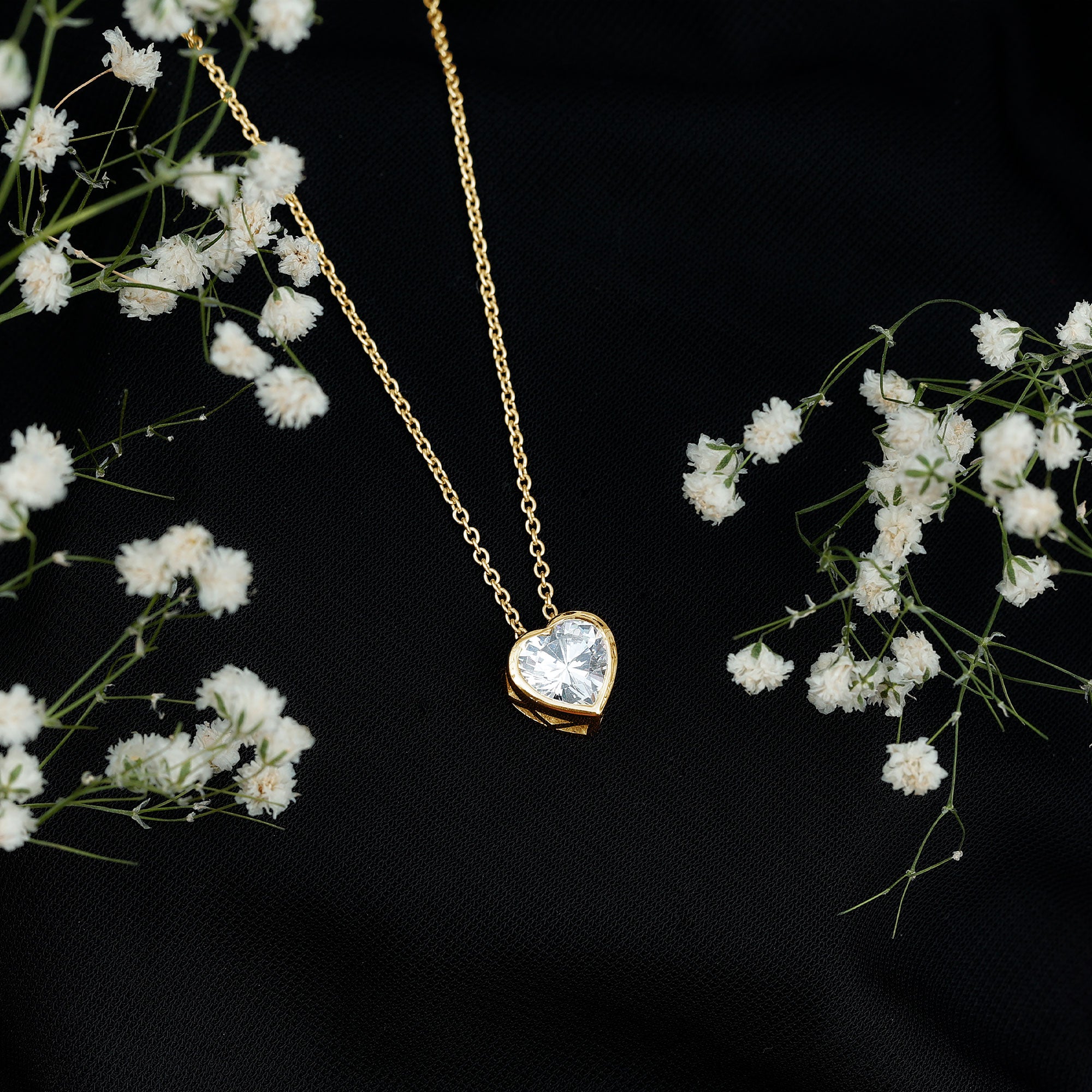 2 Carat Heart Shape Moissanite Solitaire Necklace in Bezel Setting D-VS1 - Rosec Jewels