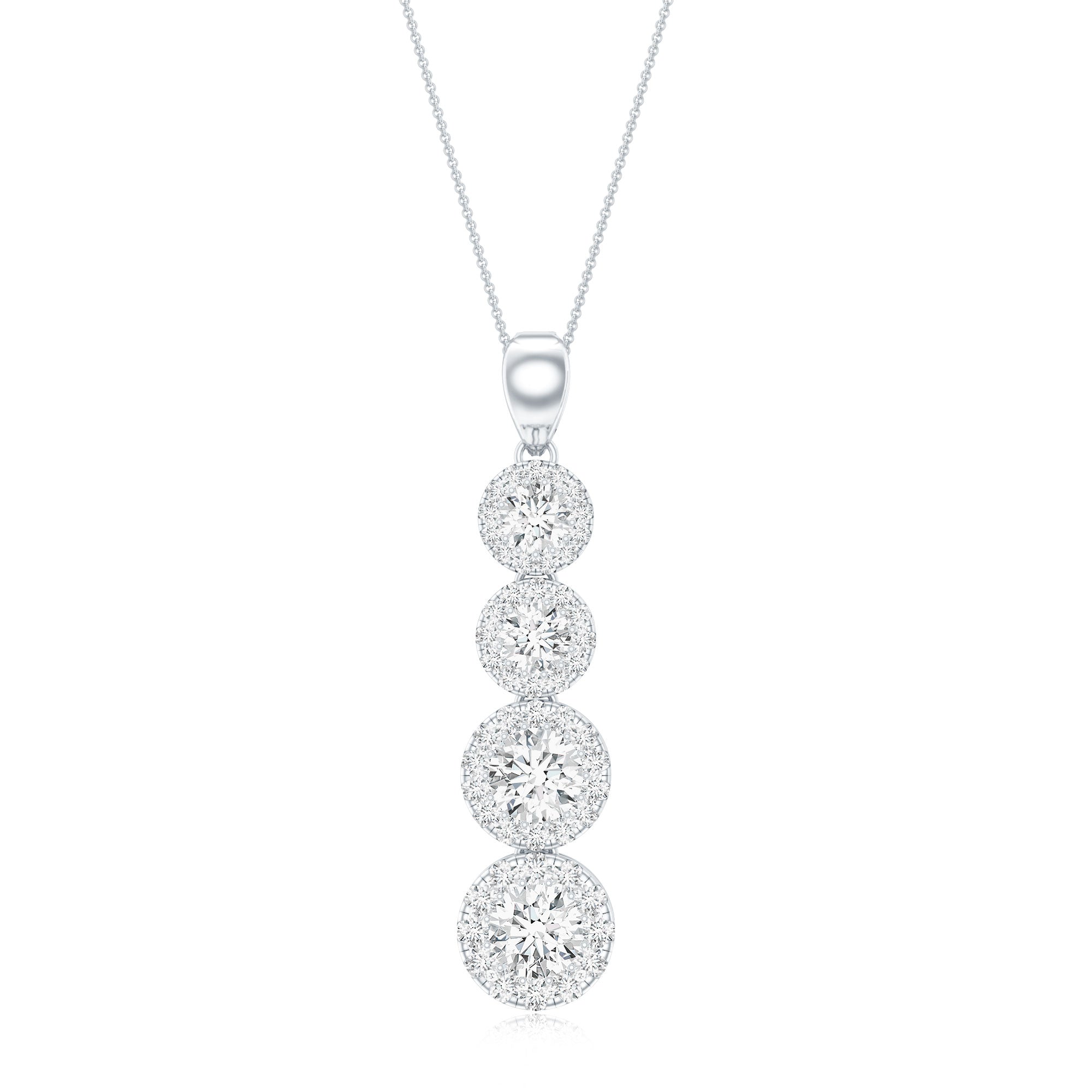 Certified Moissanite Minimal Halo Dangle Pendant D-VS1 - Rosec Jewels