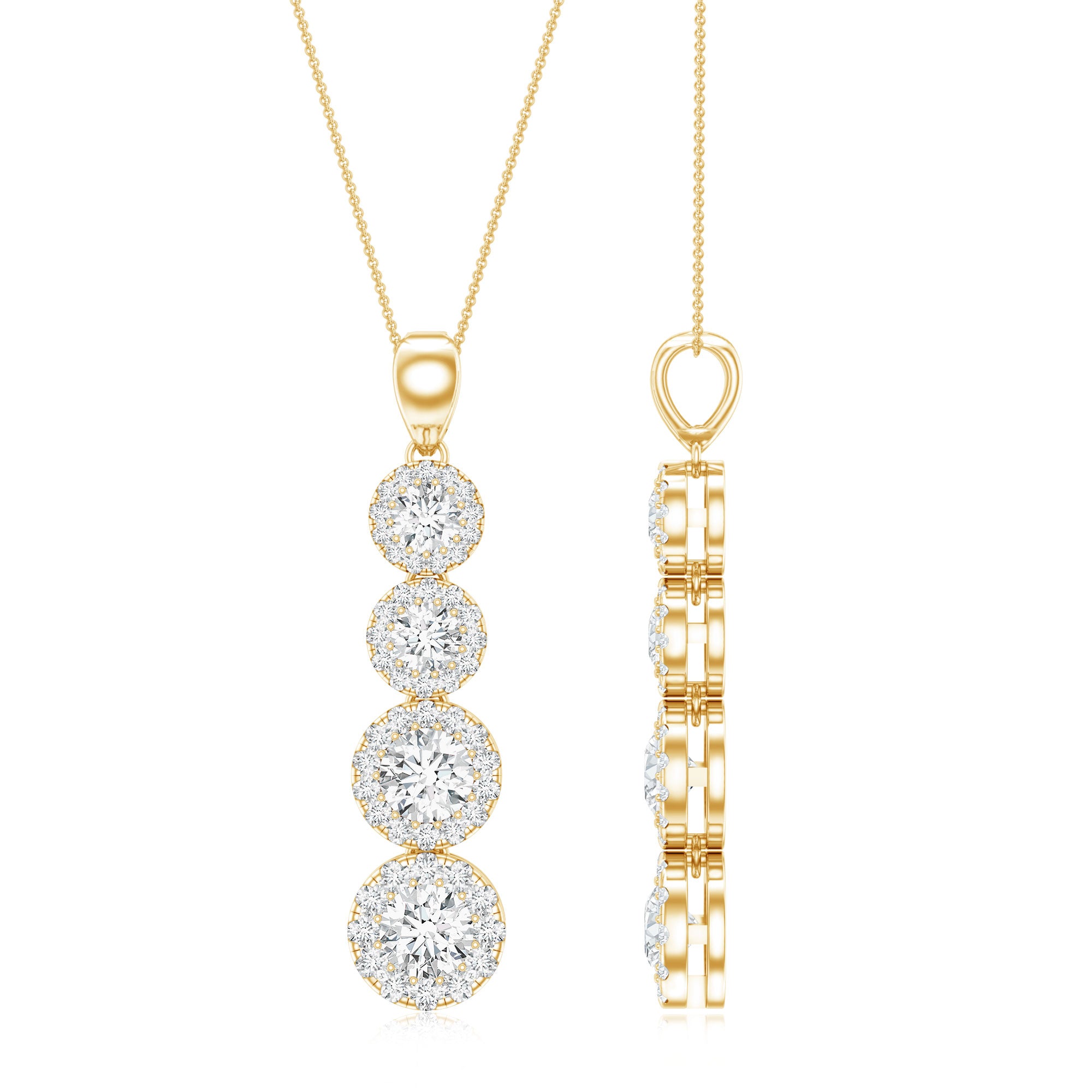 Certified Moissanite Minimal Halo Dangle Pendant D-VS1 - Rosec Jewels