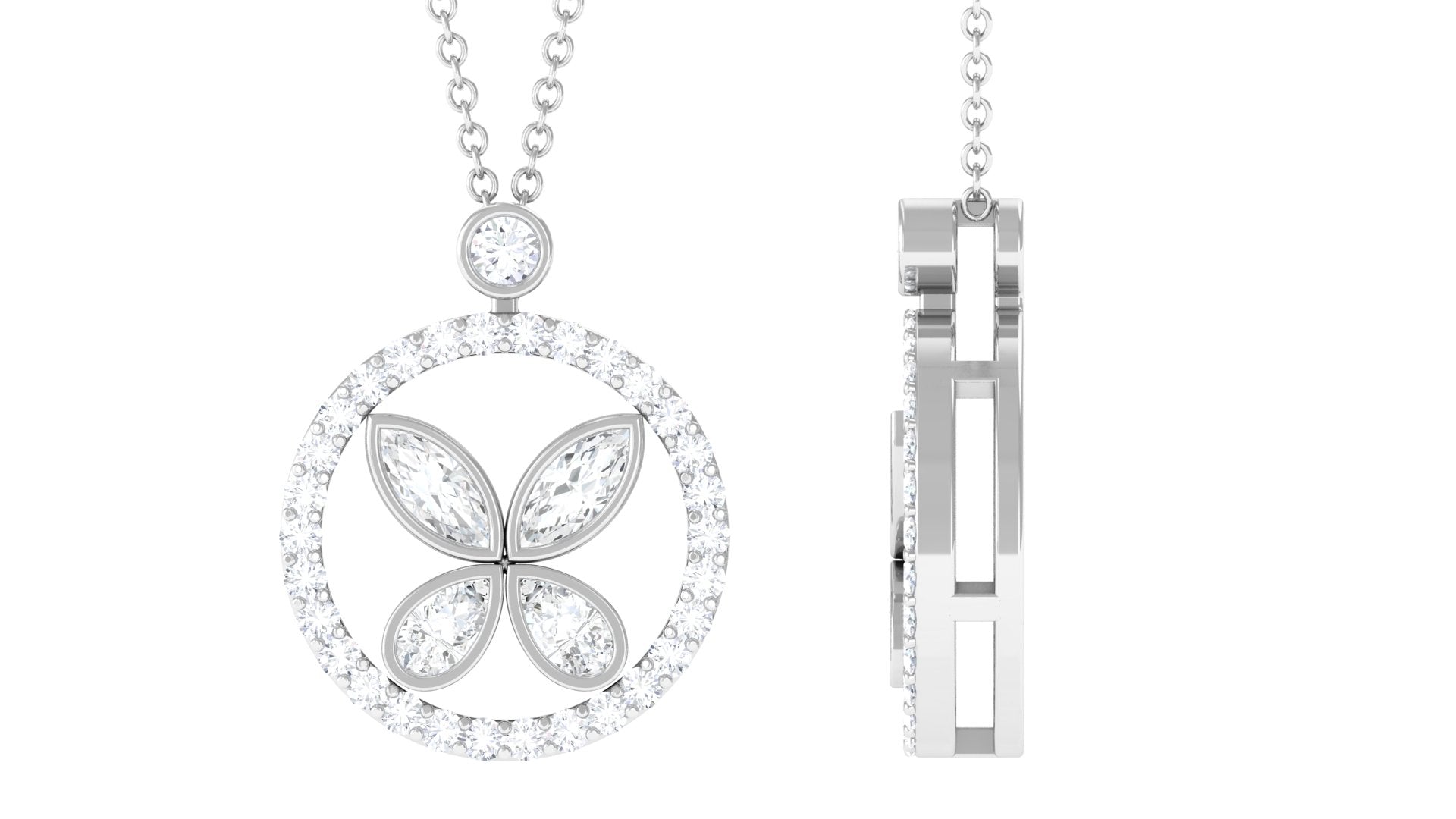 0.50 CT Certified Moissanite Butterfly Pendant