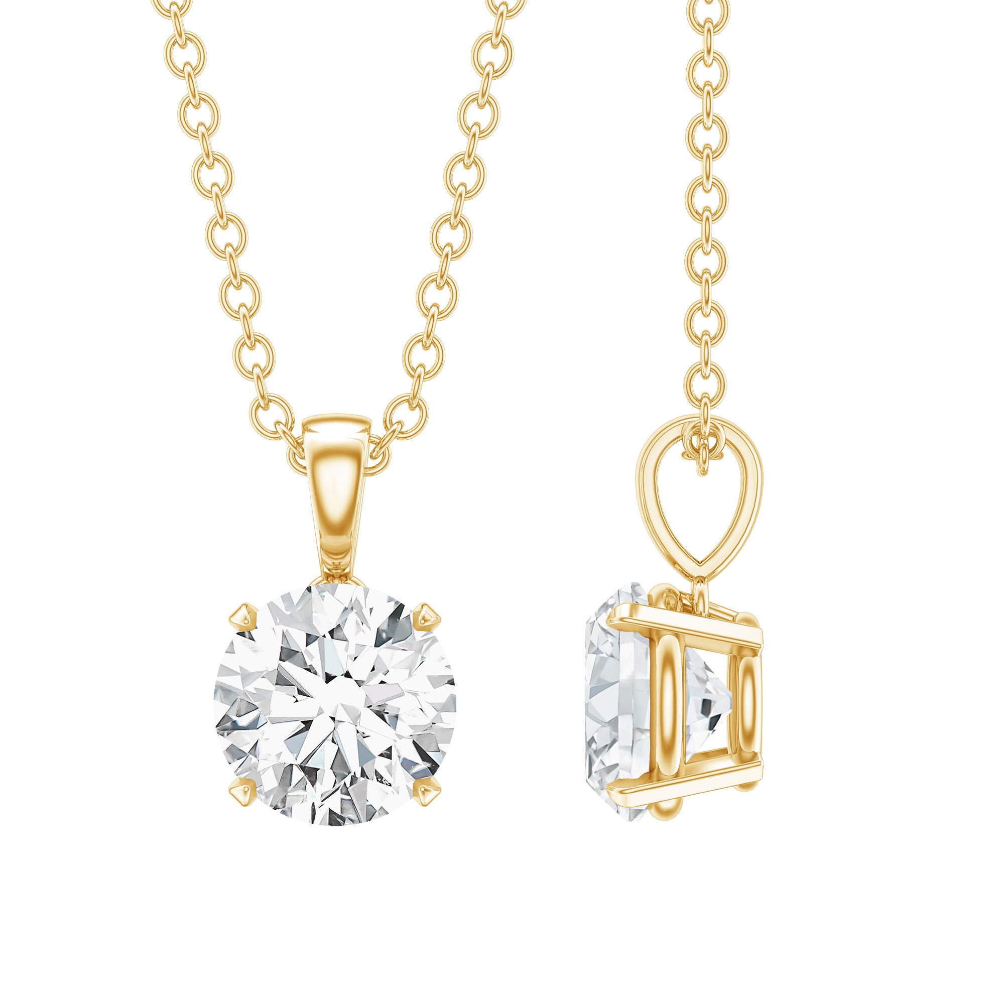 1 CT Certified Moissanite Solitaire Pendant in Claw Set D-VS1 - Rosec Jewels