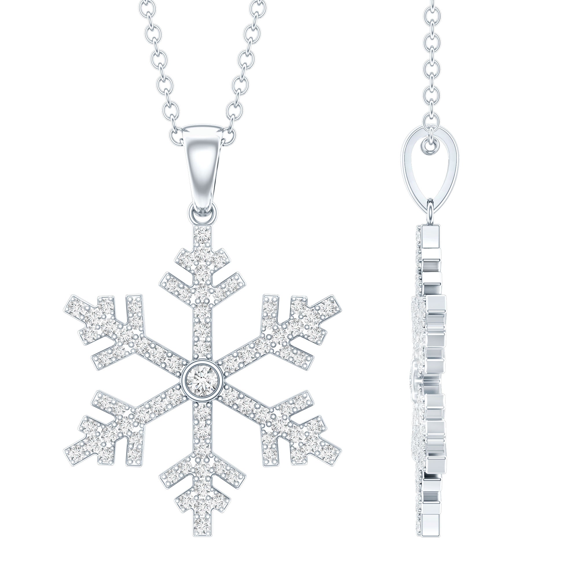 Certified Moissanite Frozen Snowflake Pendant Necklace D-VS1 - Rosec Jewels