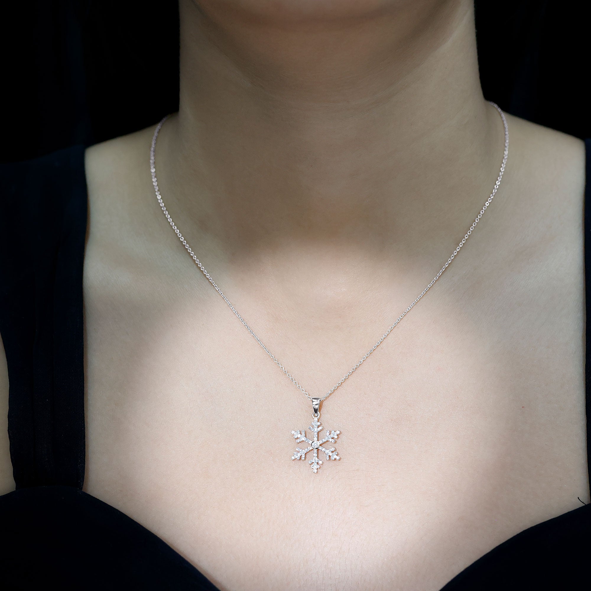 Certified Moissanite Frozen Snowflake Pendant Necklace D-VS1 - Rosec Jewels
