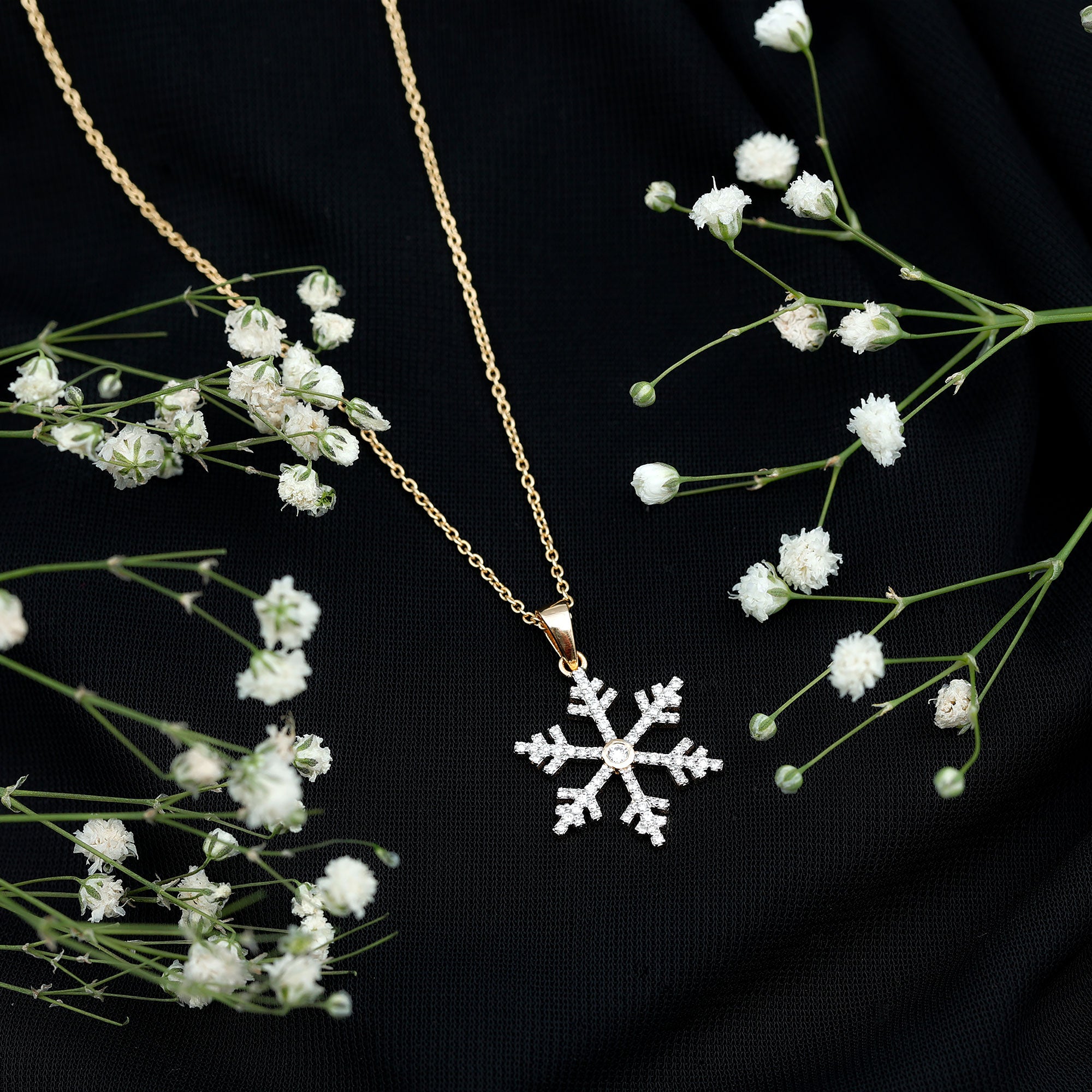 Certified Moissanite Frozen Snowflake Pendant Necklace D-VS1 - Rosec Jewels