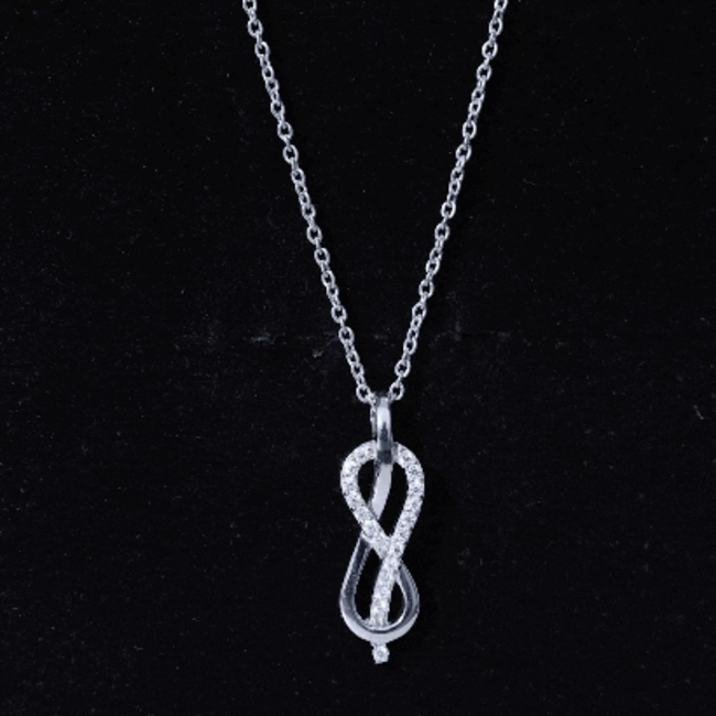 Certified Moissanite Infinity Pendant Necklace with Chain D-VS1 92.5 Sterling Silver - Rosec Jewels